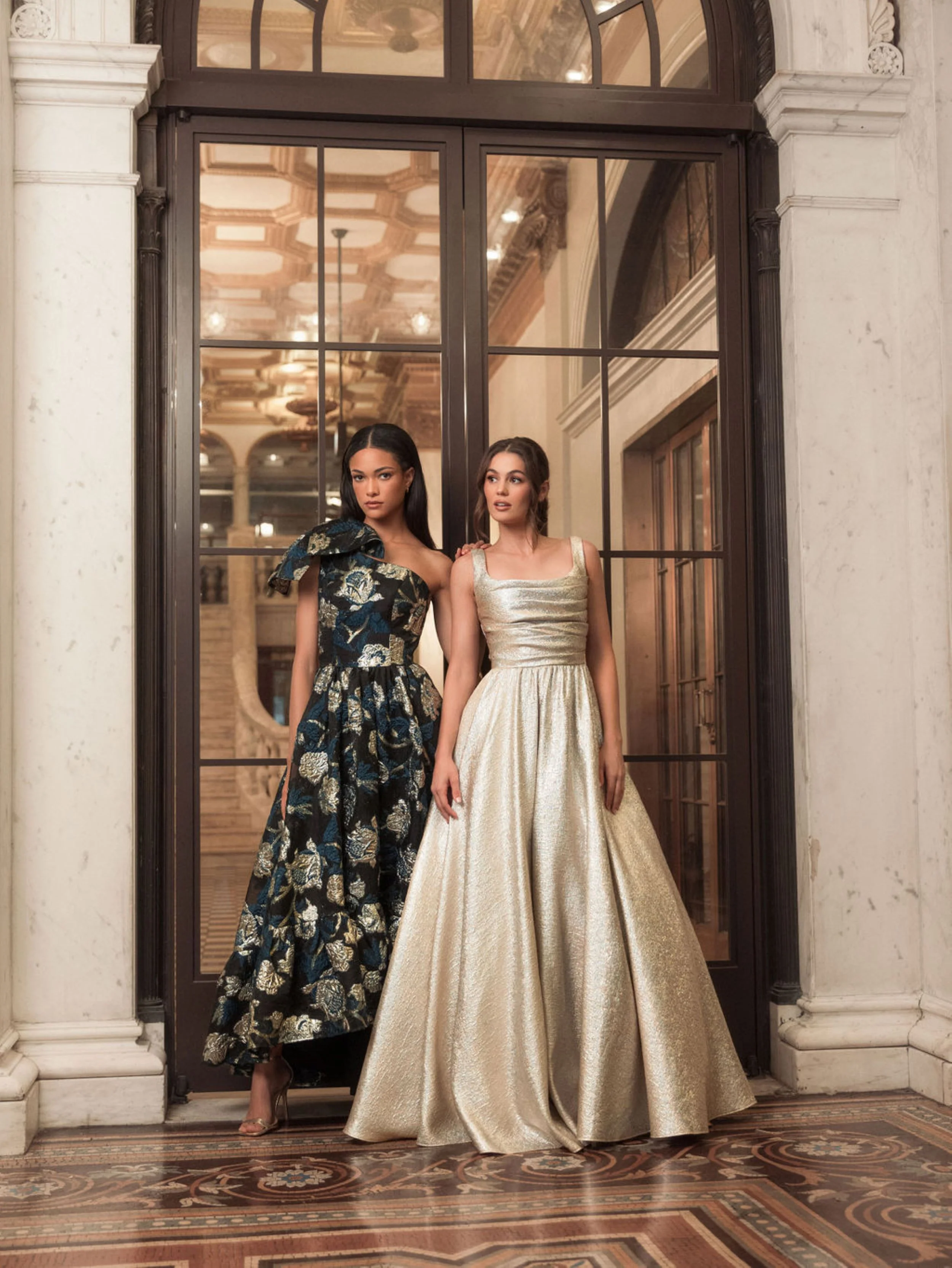 Gold Metallic Pleated Bodice Ballgown