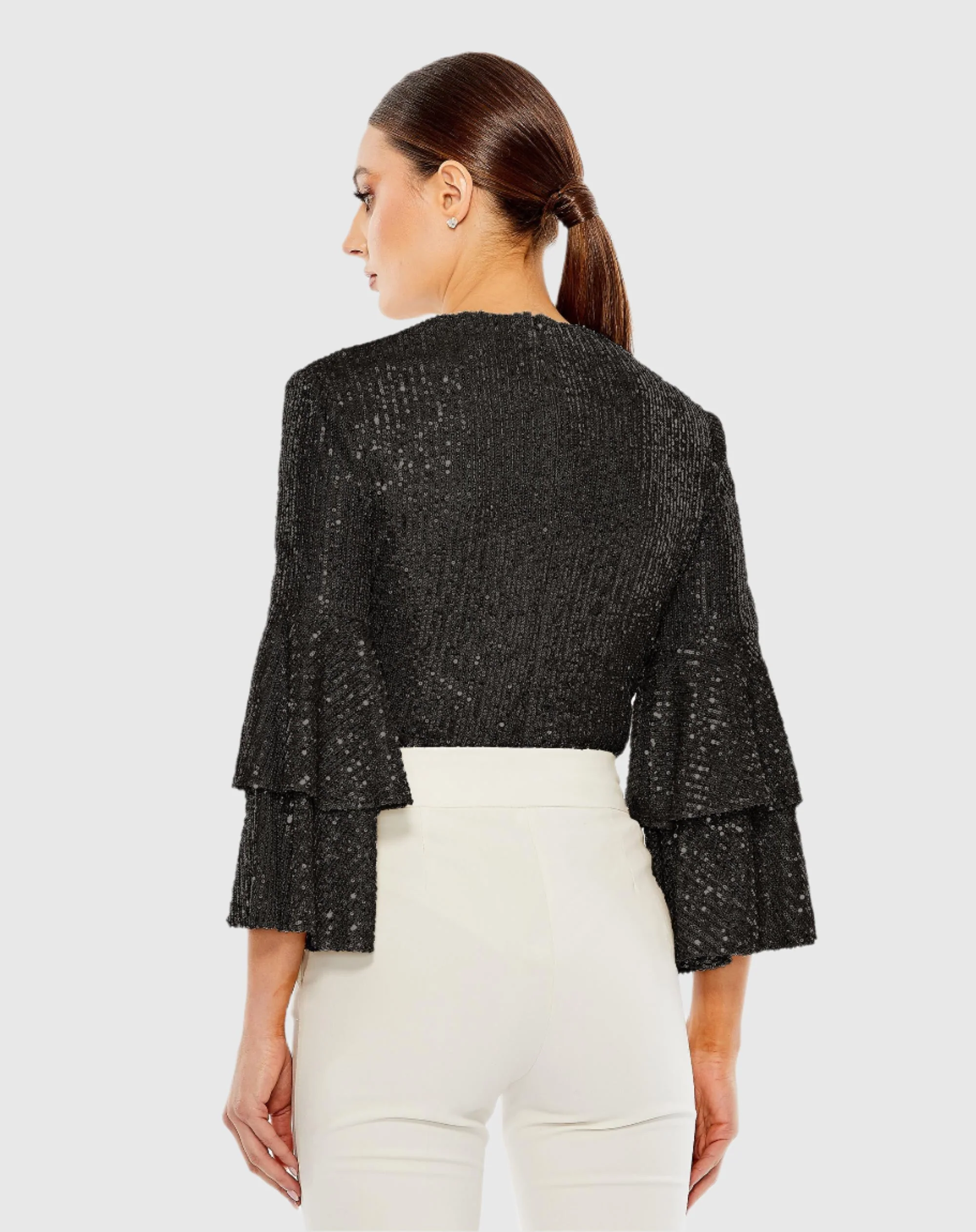 Ruffle 3/4 Sleeve Sequin Bodysuit - FINAL SALE