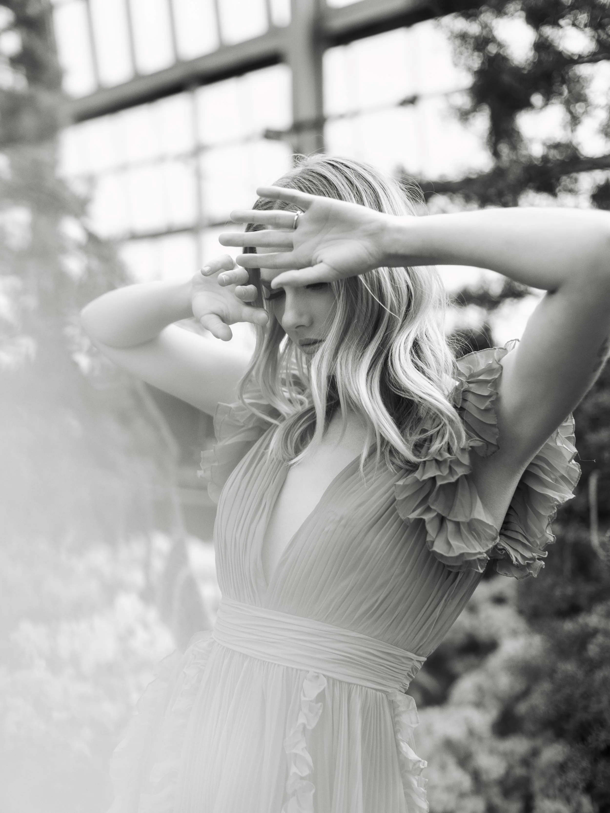 Pink Pleated Ruffle Cap Sleeve Flowy A Line Gown