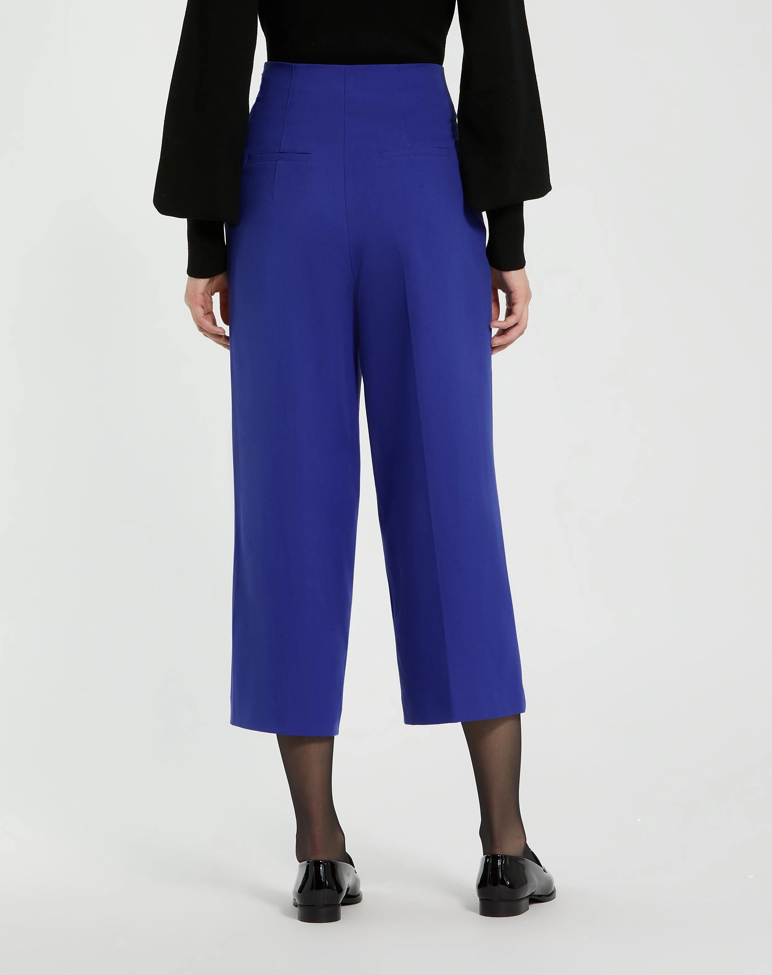 Cropped Crepe Wide Leg Work Pant