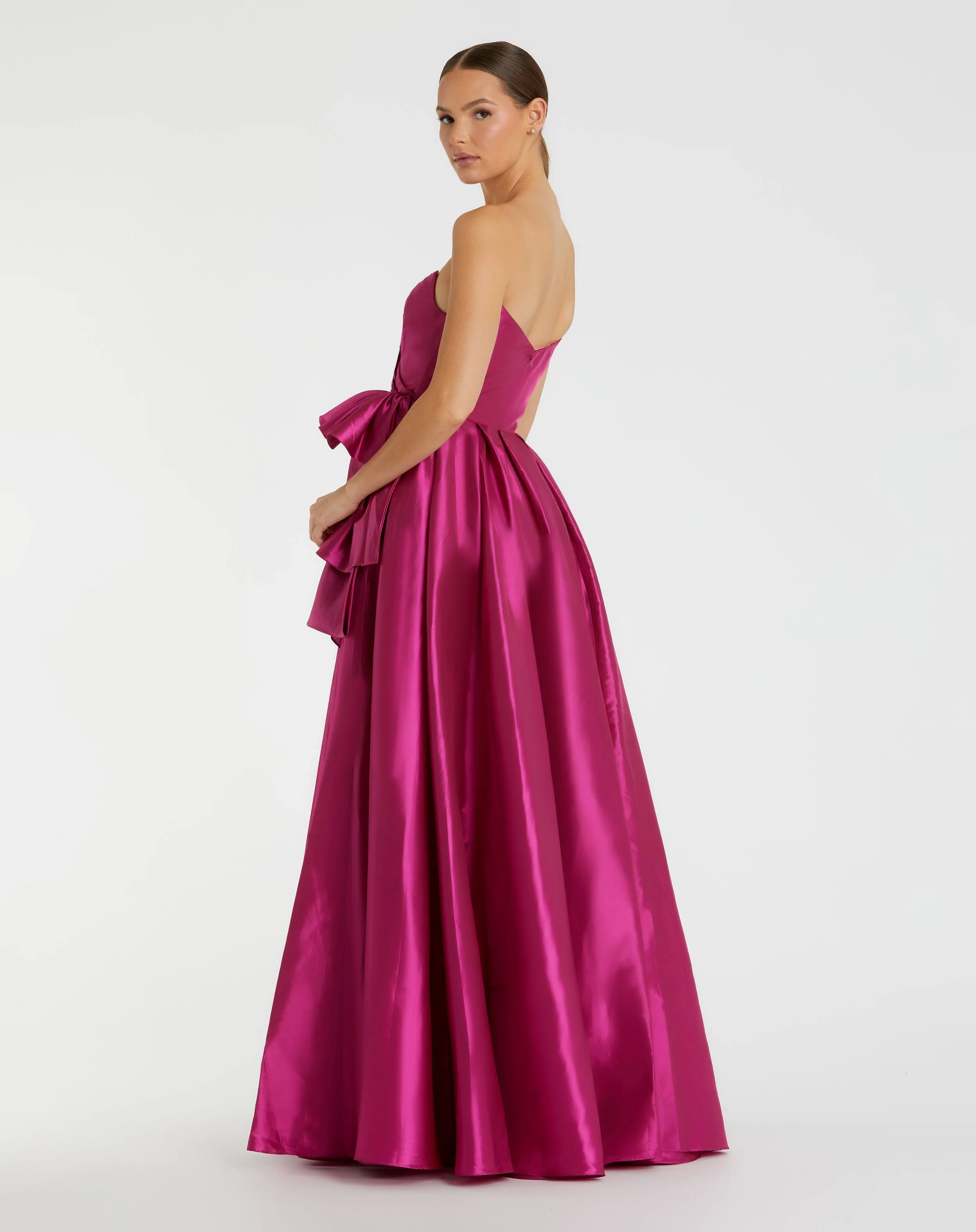 Strapless Taffeta Gown With Ruffle Detail