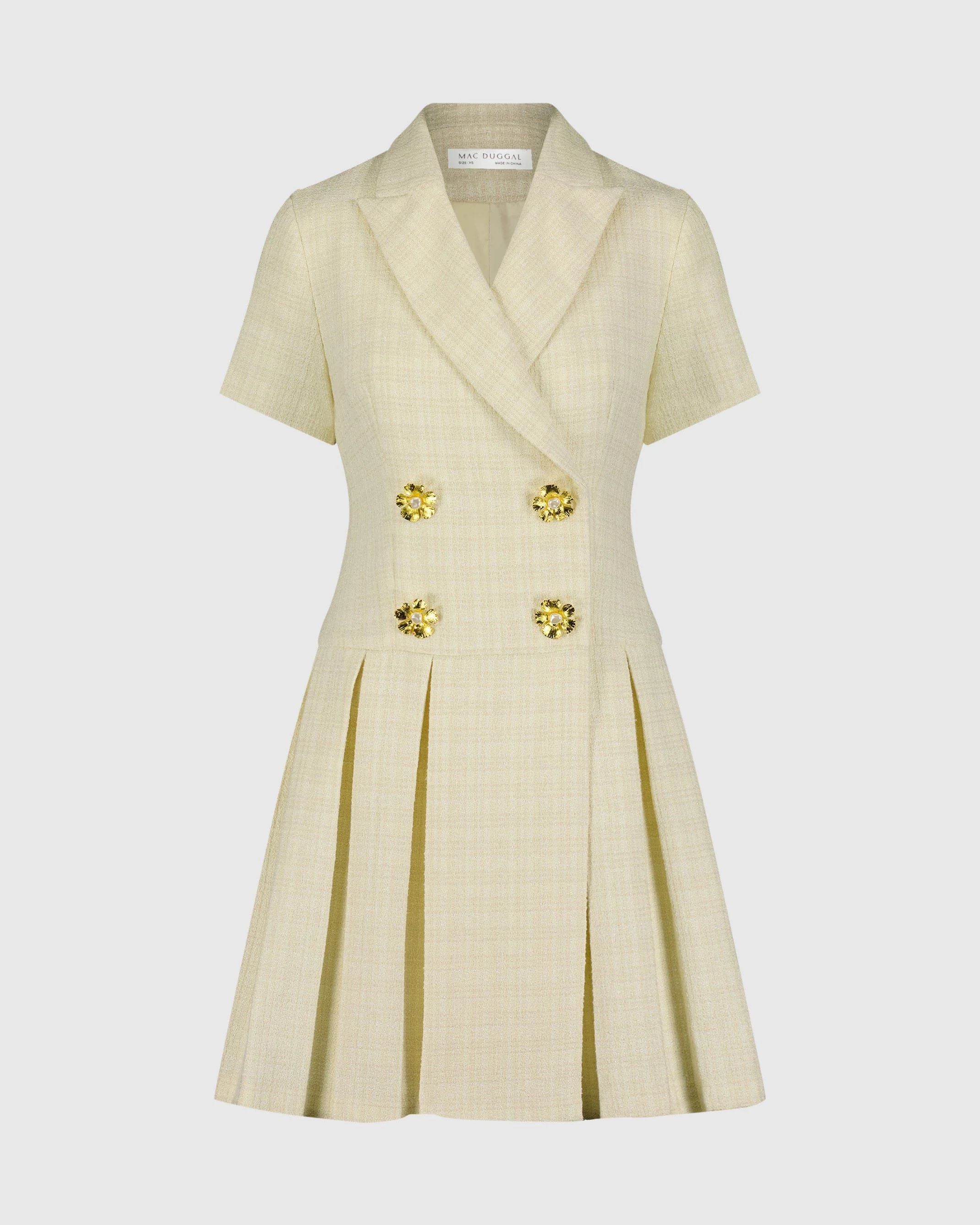 White Tweed Short Sleeve Blazer Mini Dress