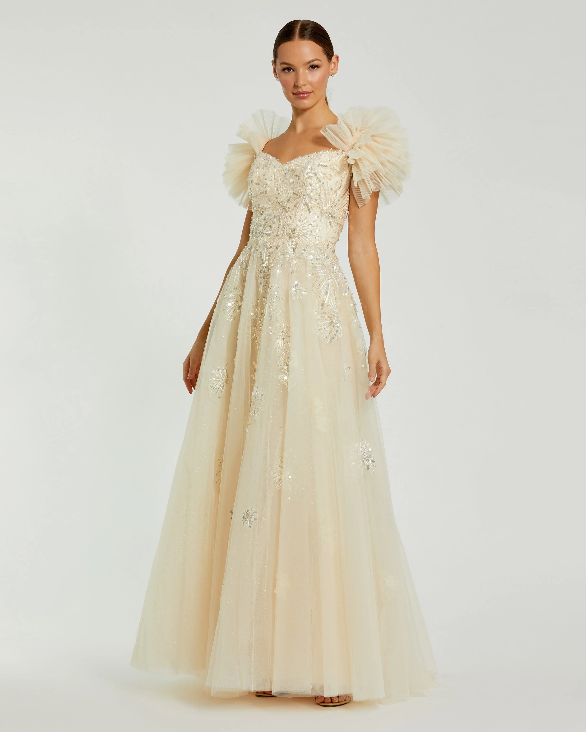 Tulle Off The Shoulder Gown With Sequin Details  | SAMPLE | SZ. 2