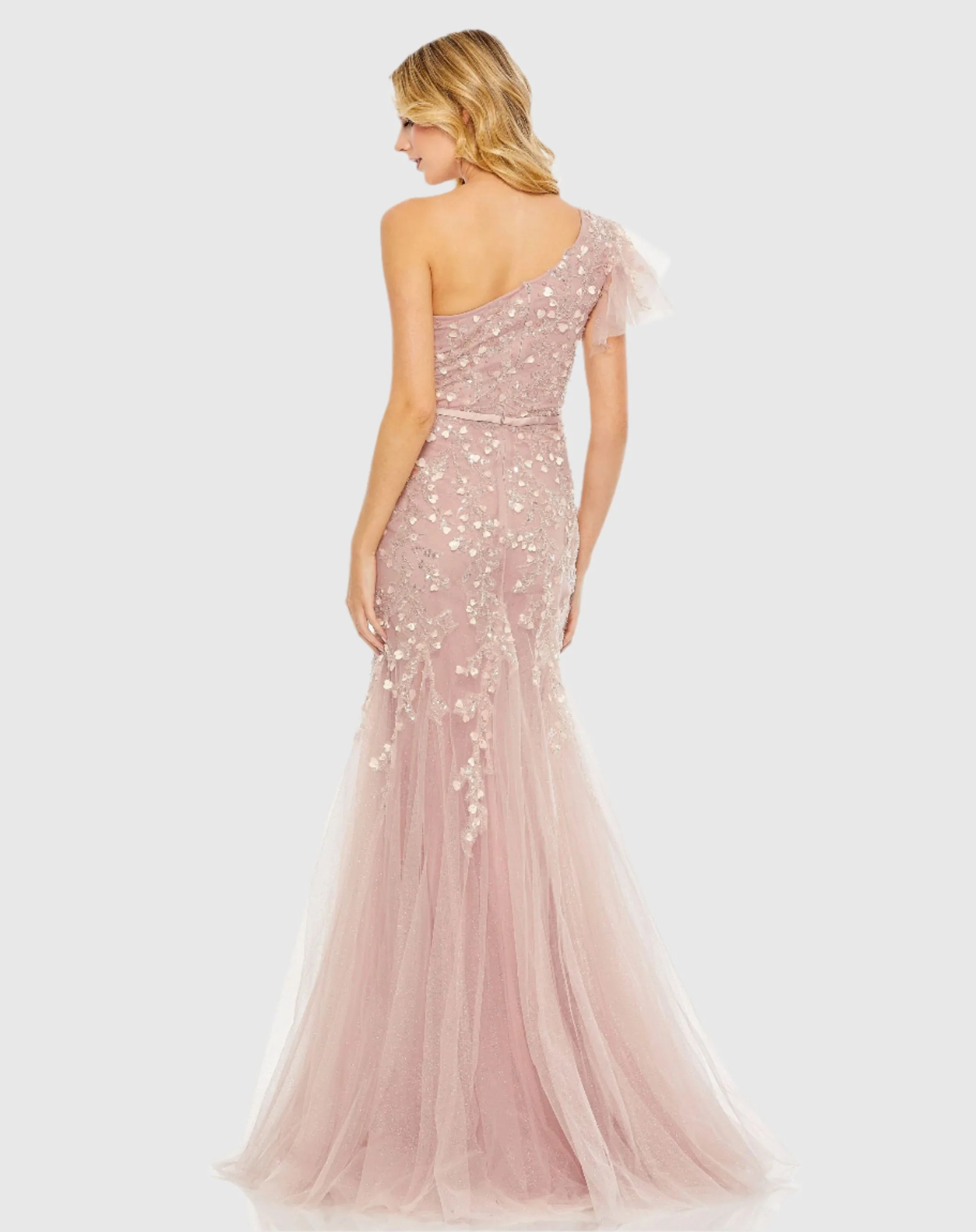 Embellished One Shoulder Cap Sleeve Gown - FINAL SALE