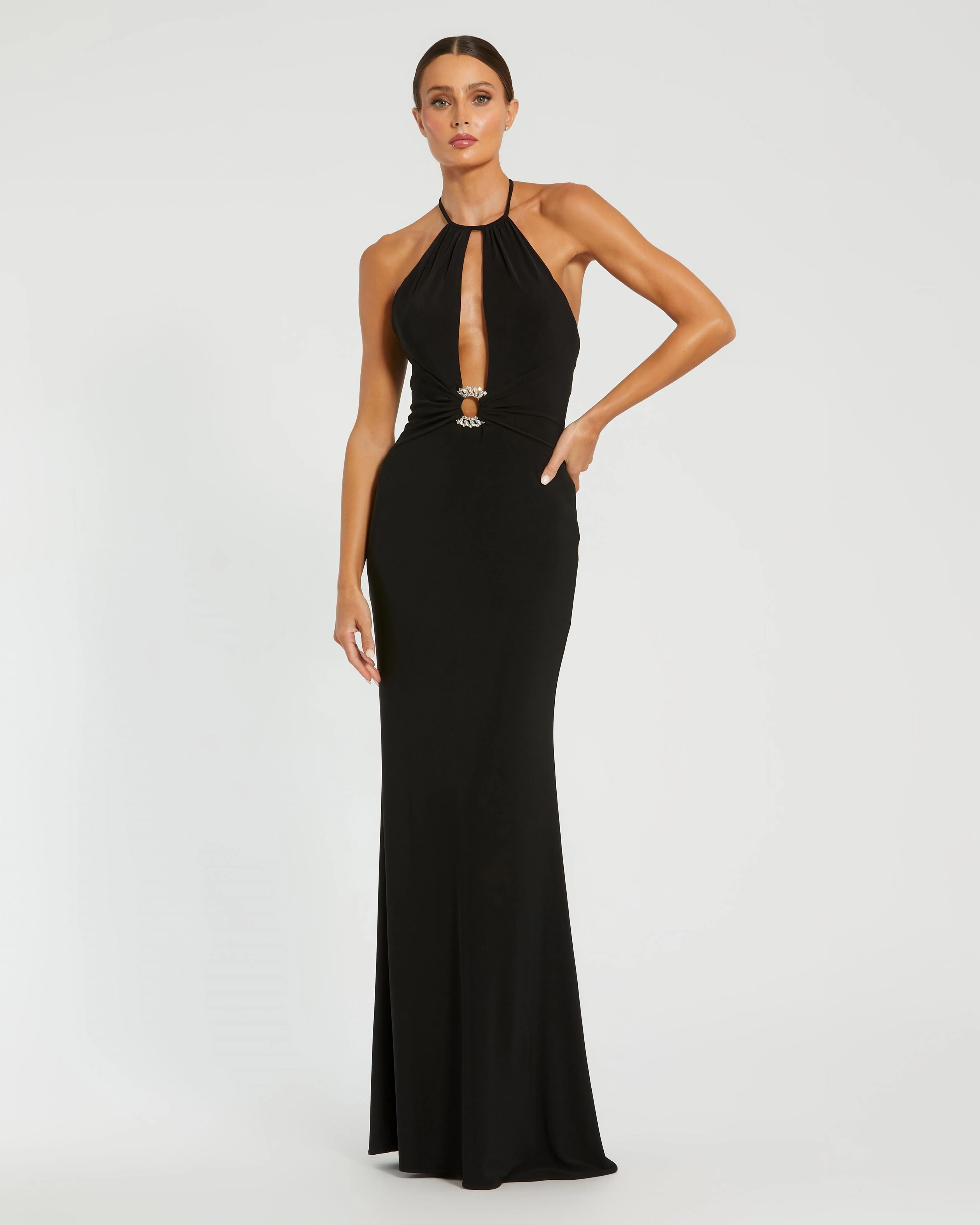 Black High Neck Cut Out Gown