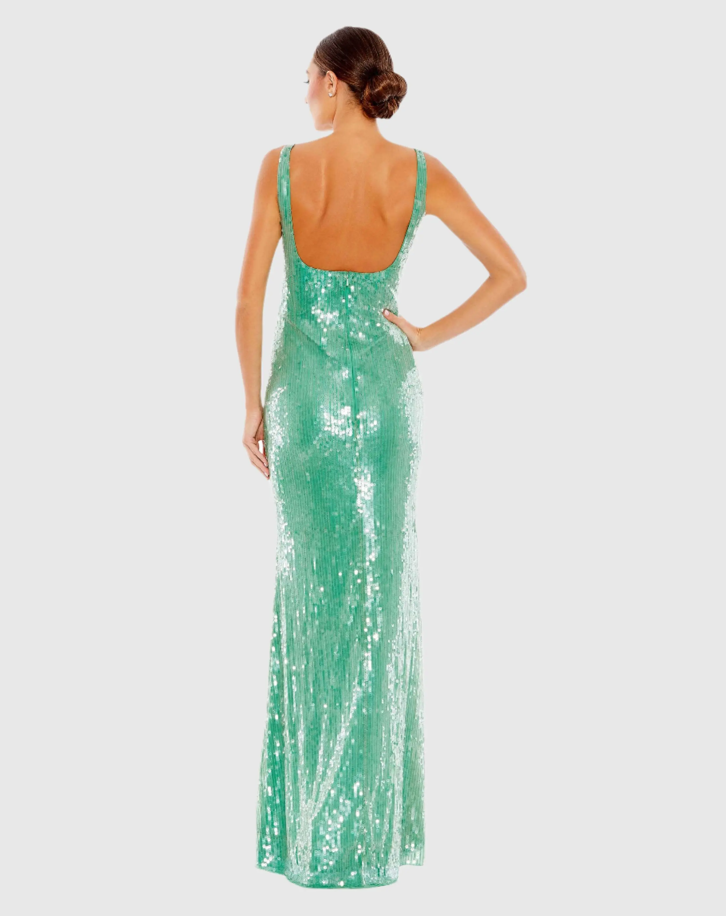 Sequined Sleeveless Column Gown