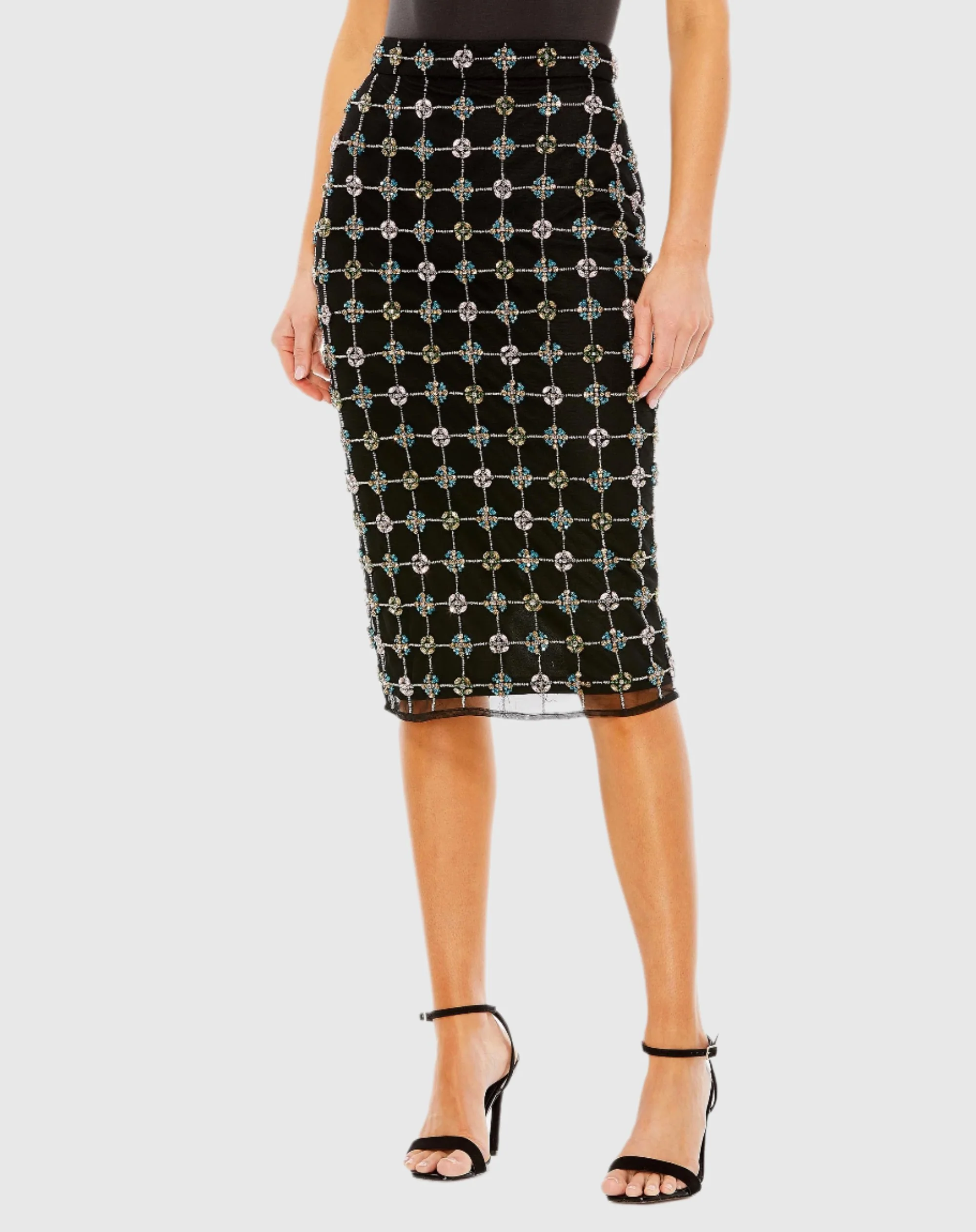 Embellished Geometrical Skirt with Rhinestones - FINAL SALE