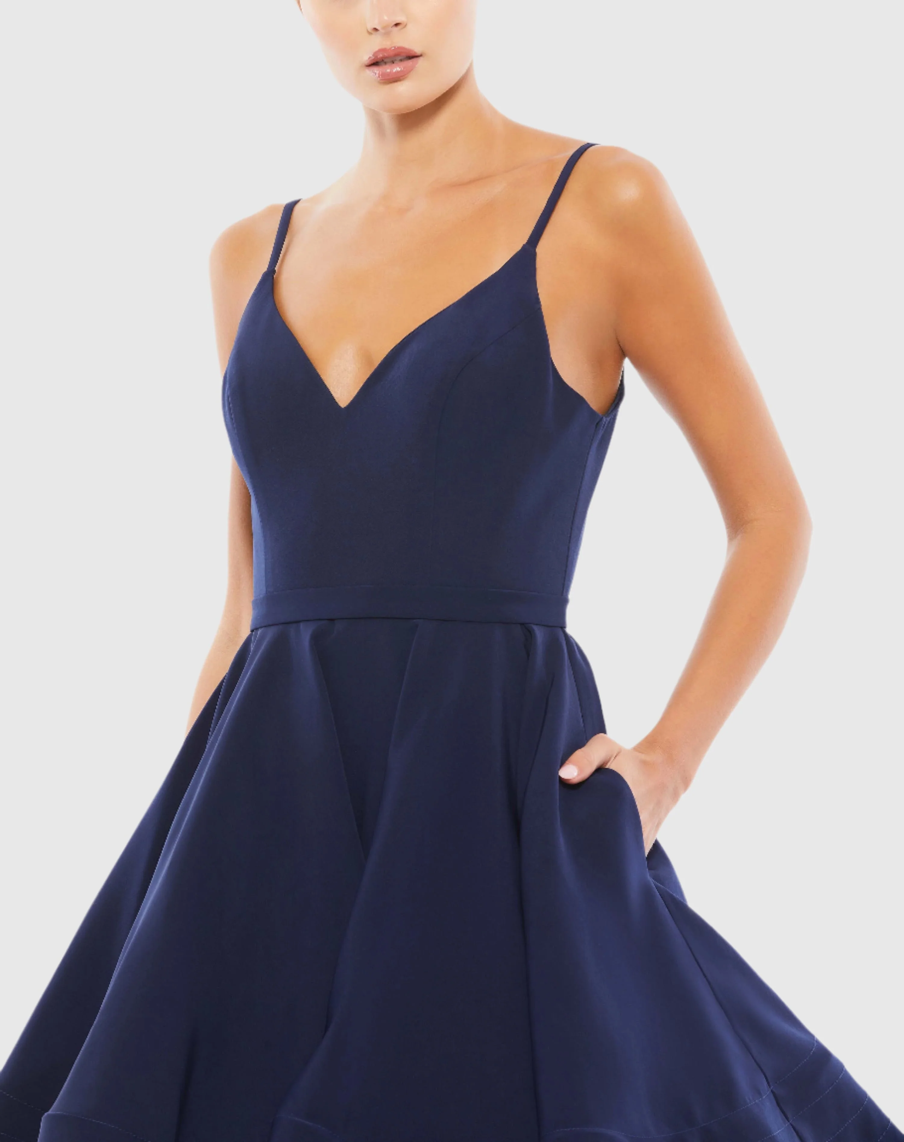 Navy Low Back A-Line Party Dress
