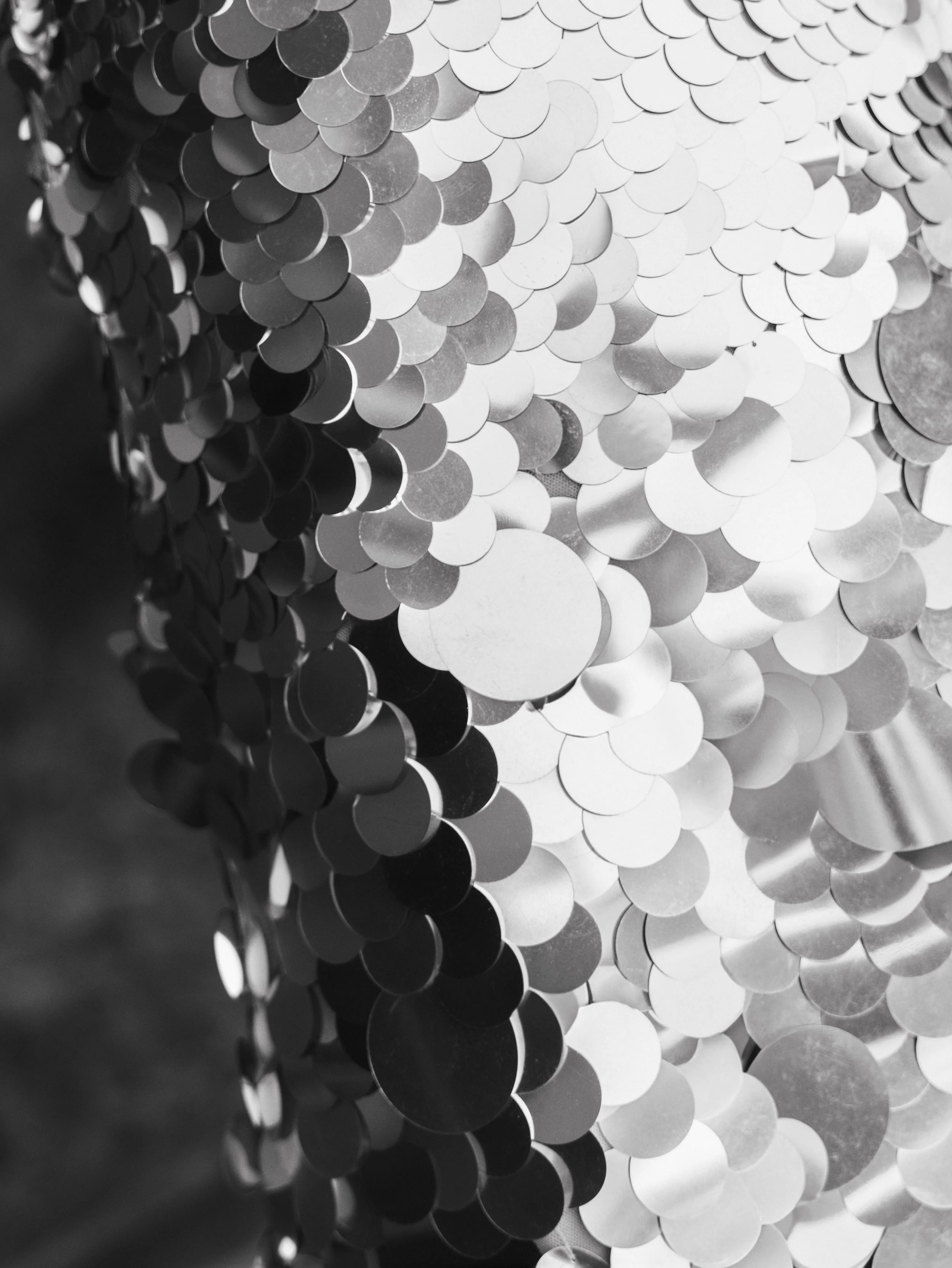 Silver Sleeveless Disc Sequin Trapeze Dress