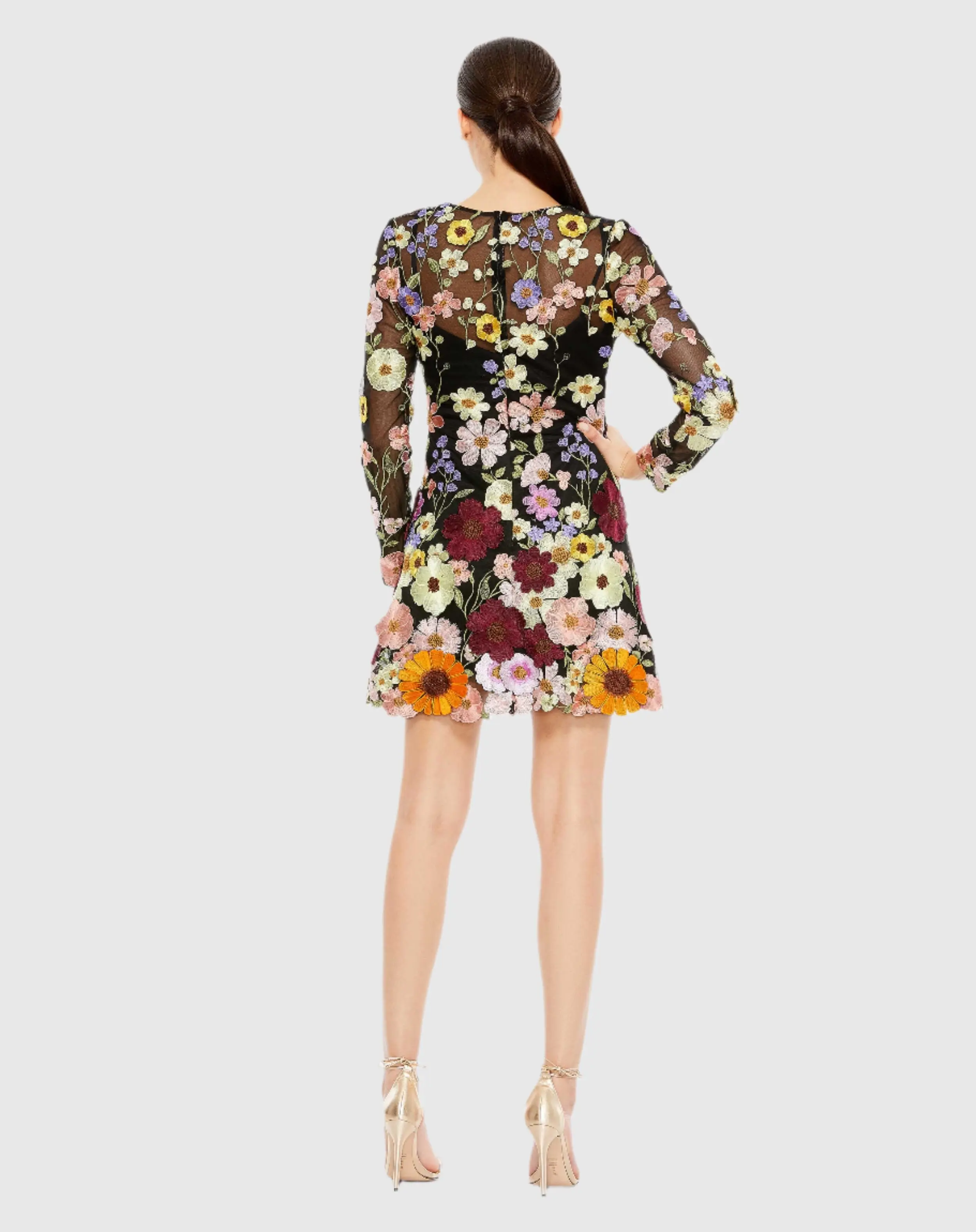 Floral Embroidered Long Sleeve Mini Dress - FINAL SALE