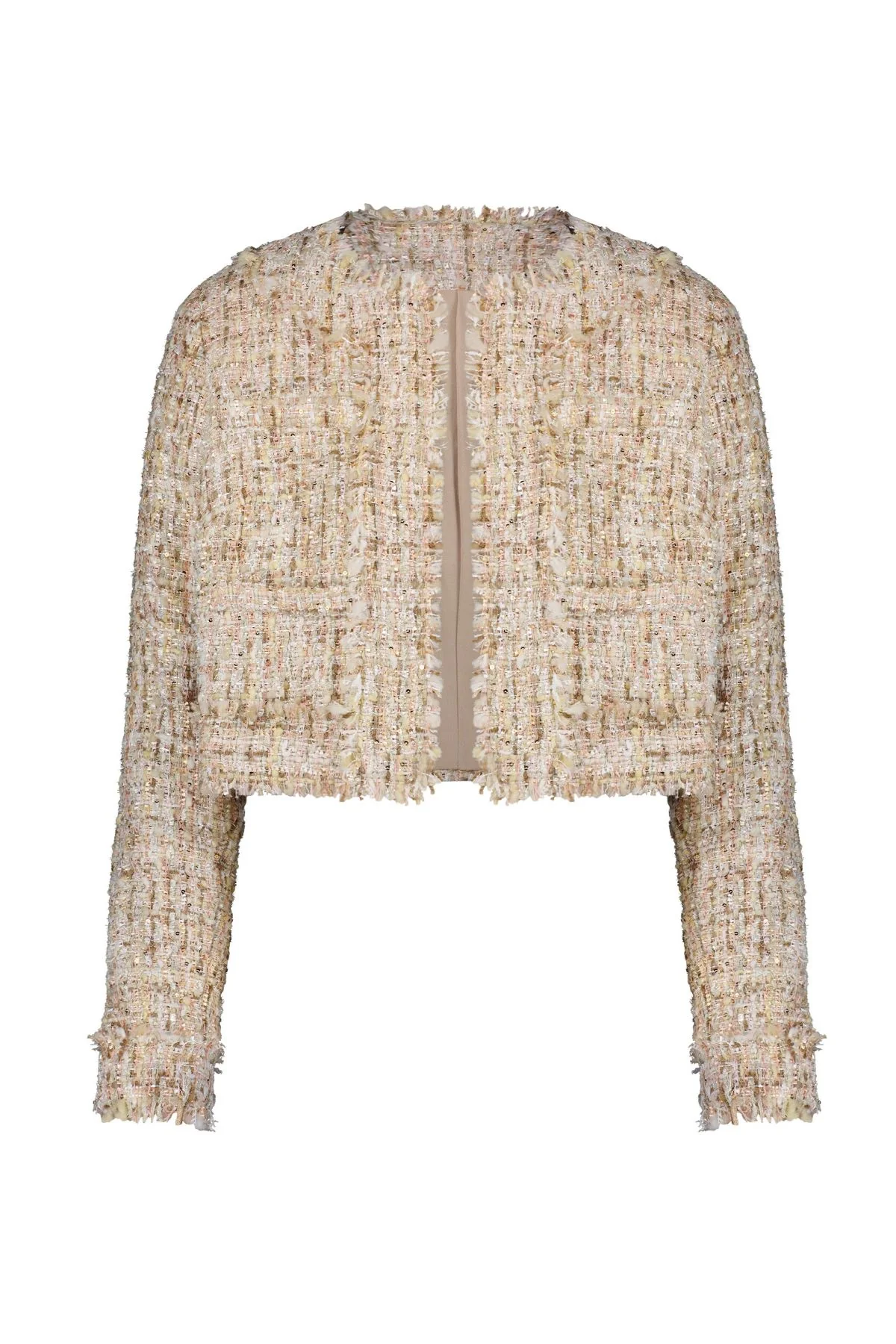Long Sleeve Cropped Boucle Jacket