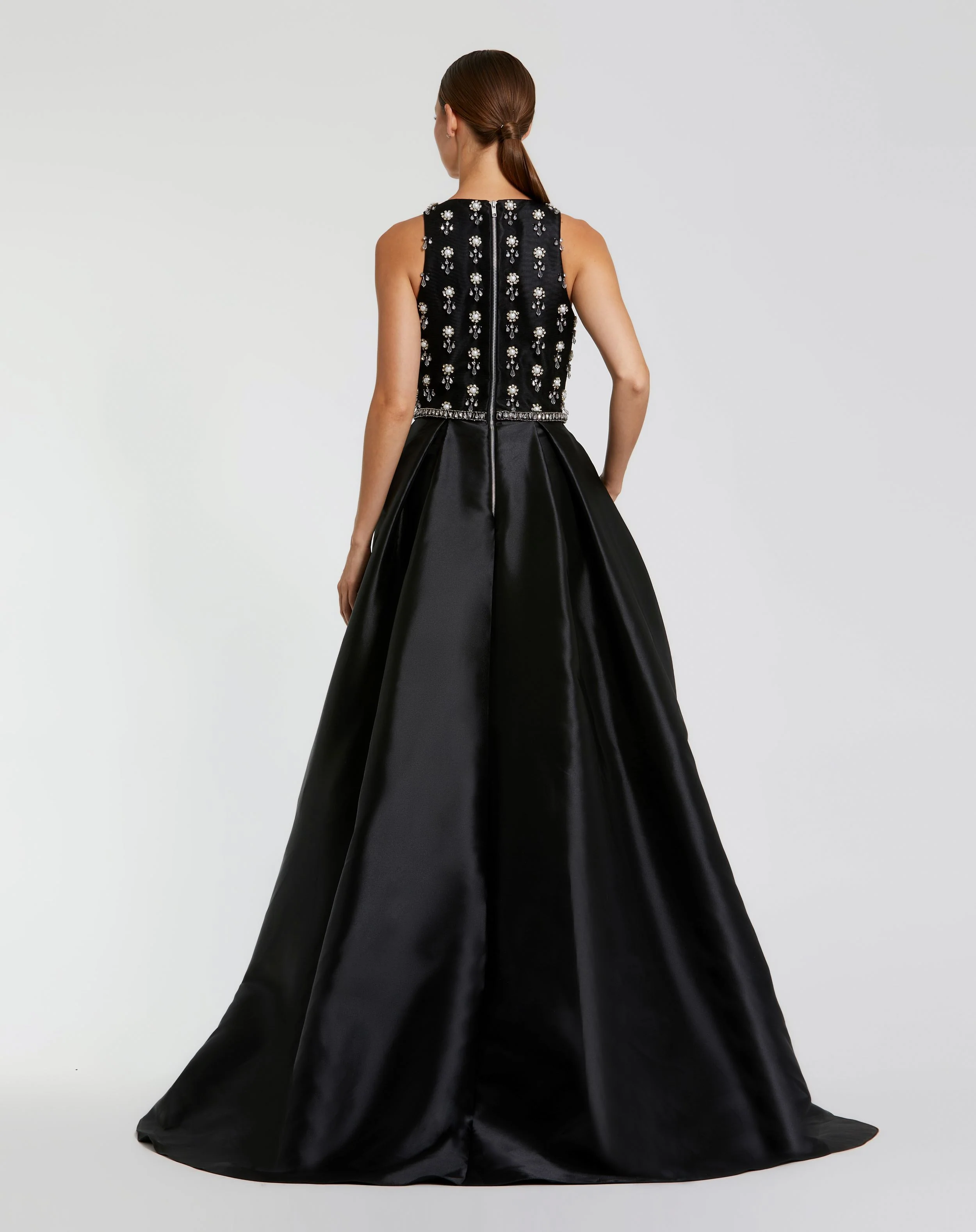 High Neck Sleeveless Beaded Ball Gown