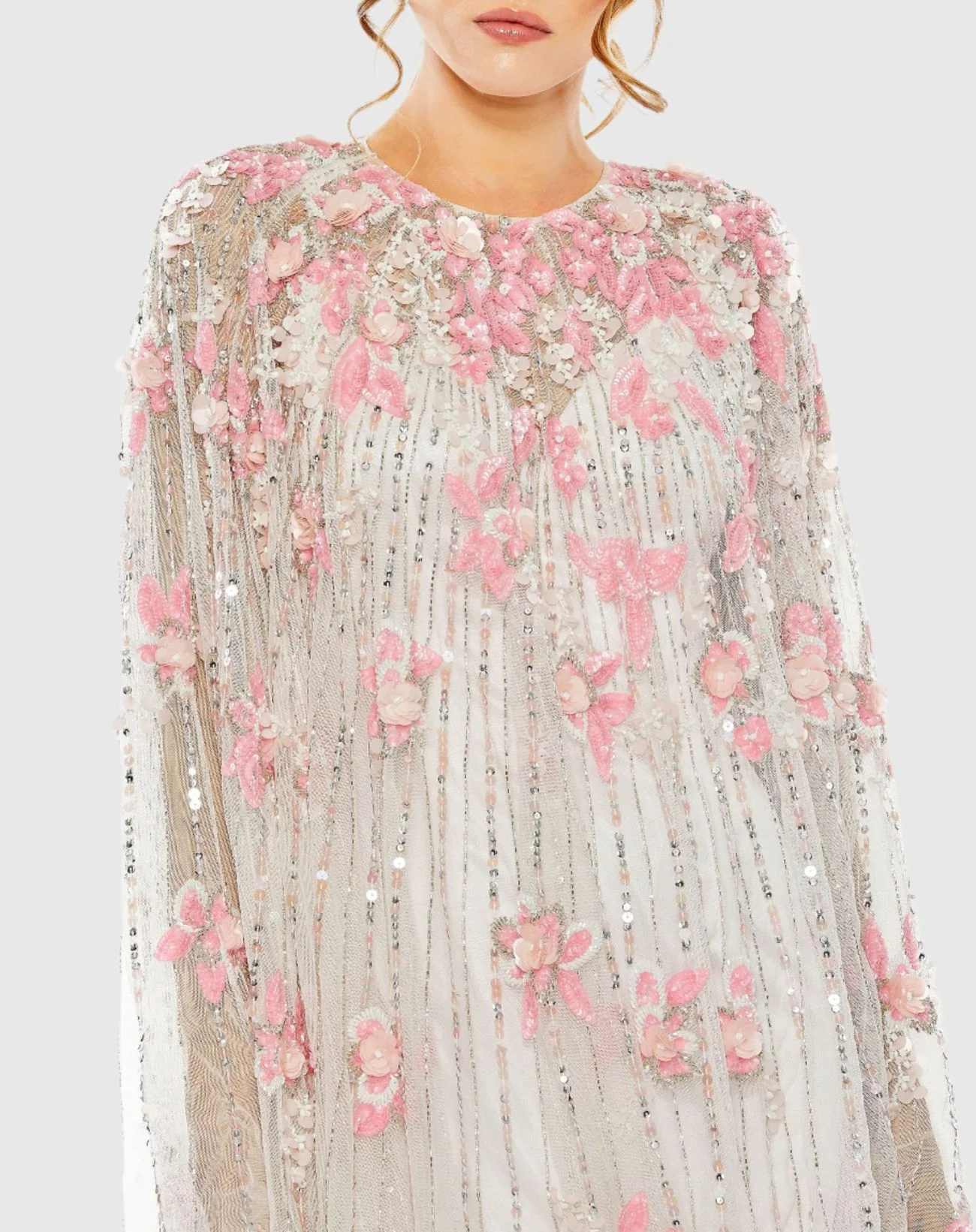 White High Neck Embellished Trapeze Dress