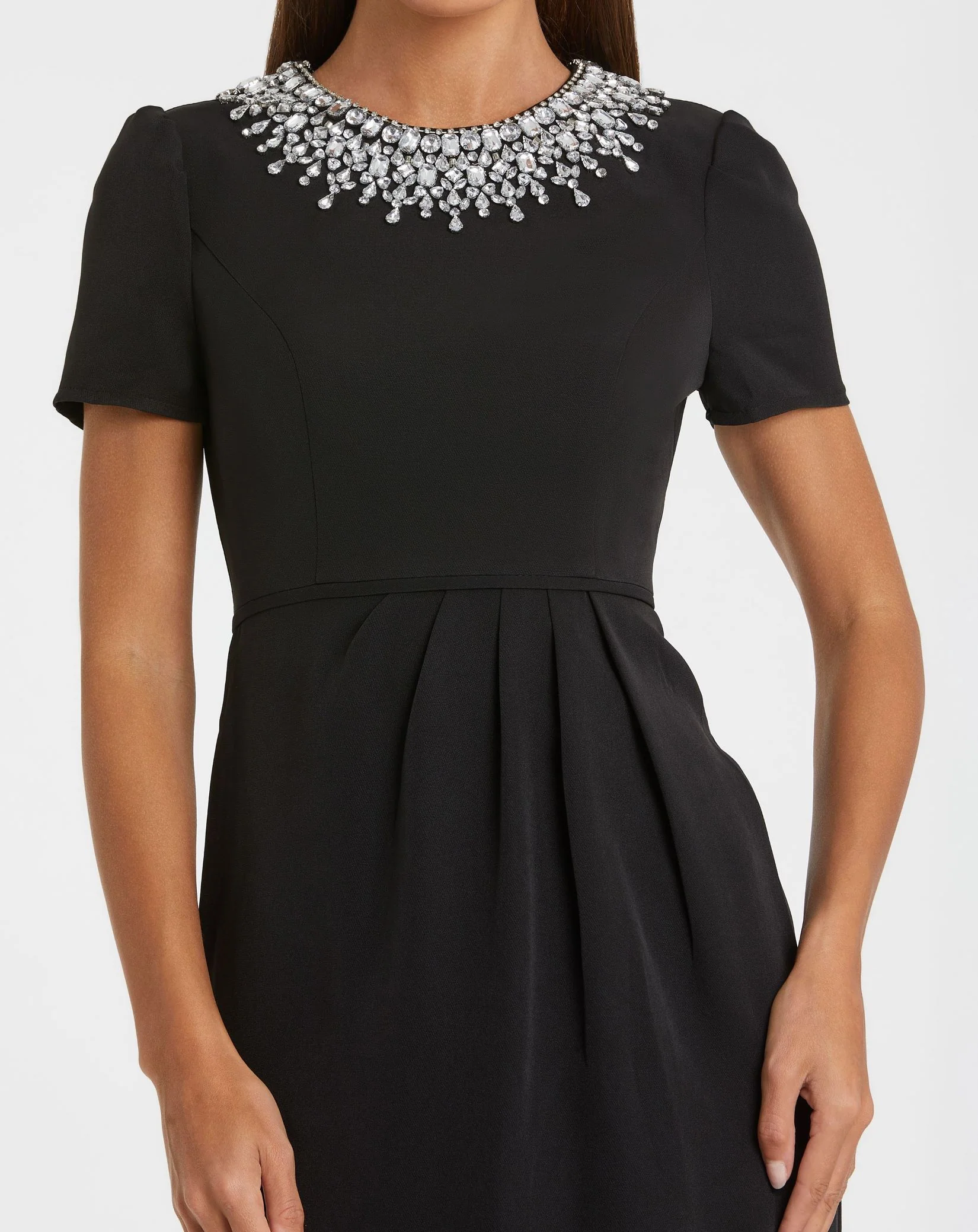 Black Rhinestone Neckline Dress