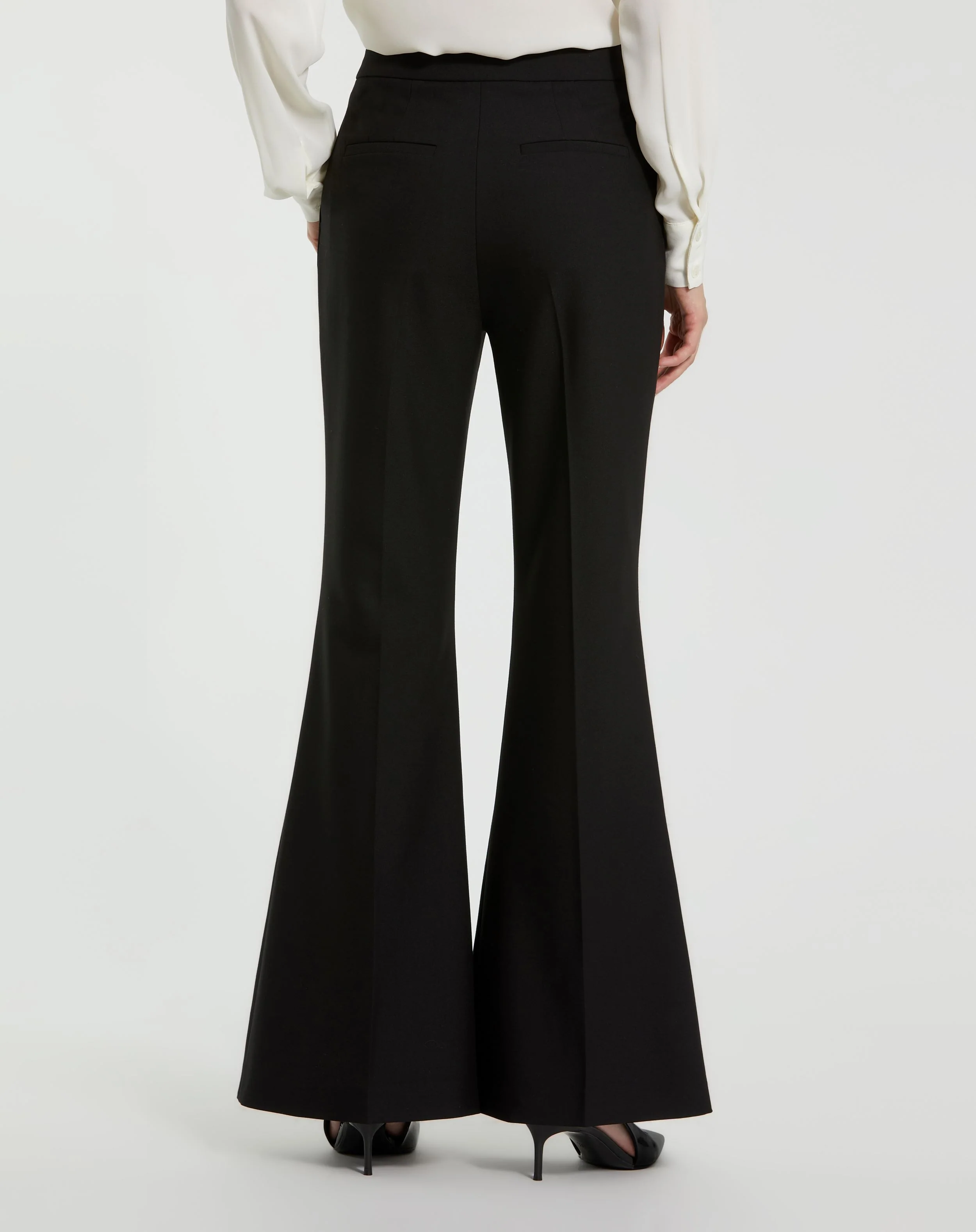 Black Classic Crepe Flared Trouser Pant - FINAL SALE