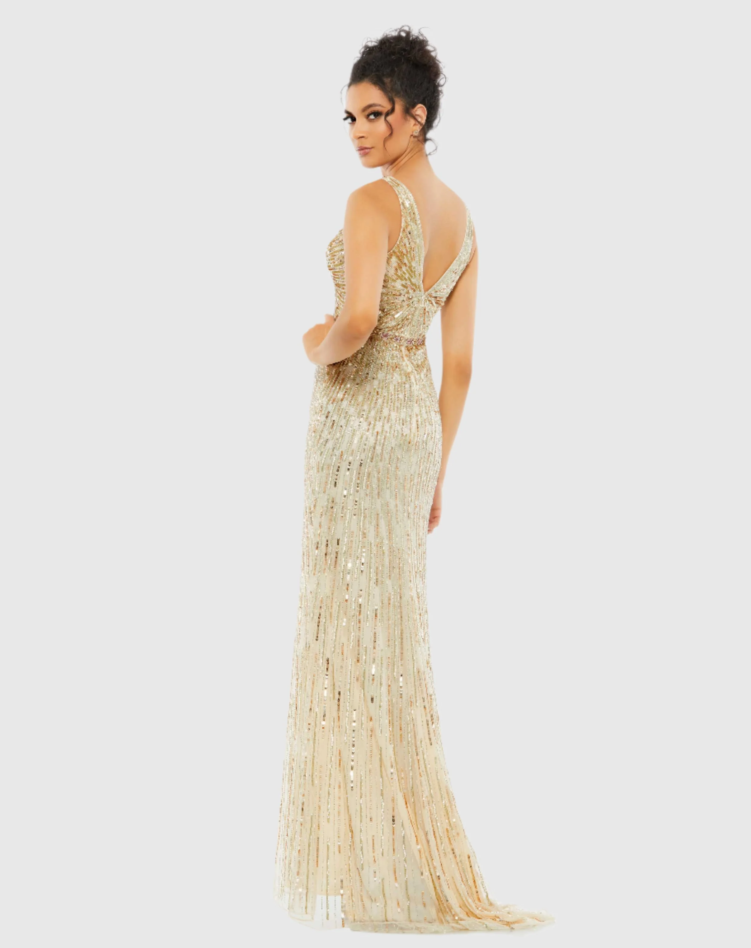 Sequin Embellished Sleeveless Evening Gown