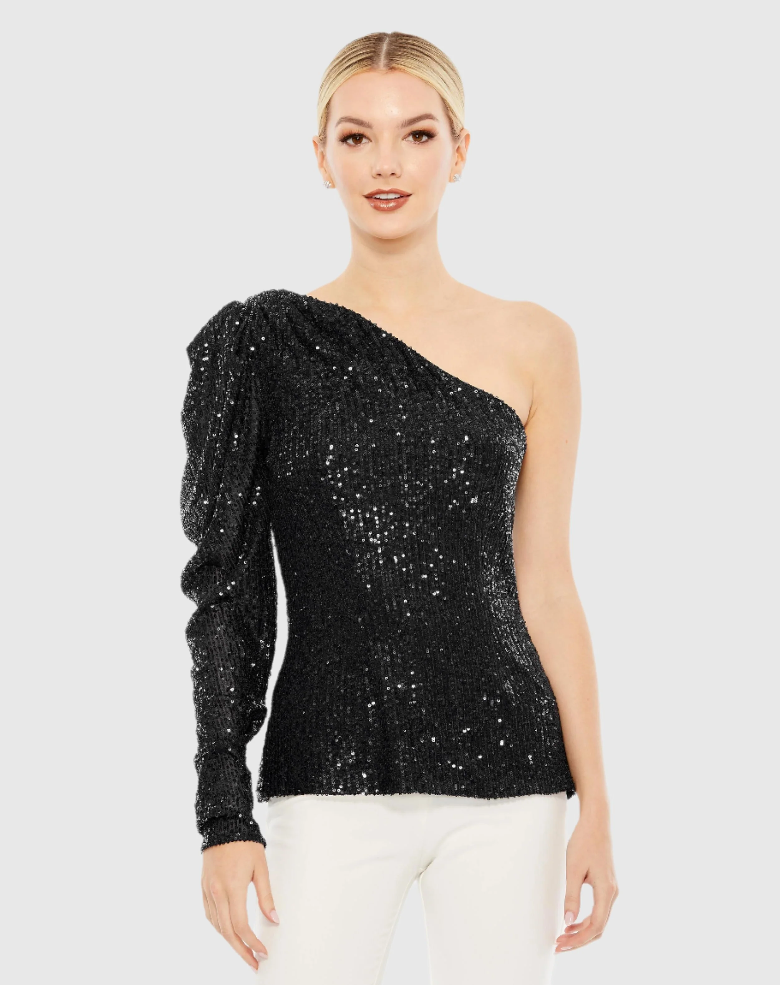One Shoulder Puff Sleeve Sequin Top - FINAL SALE
