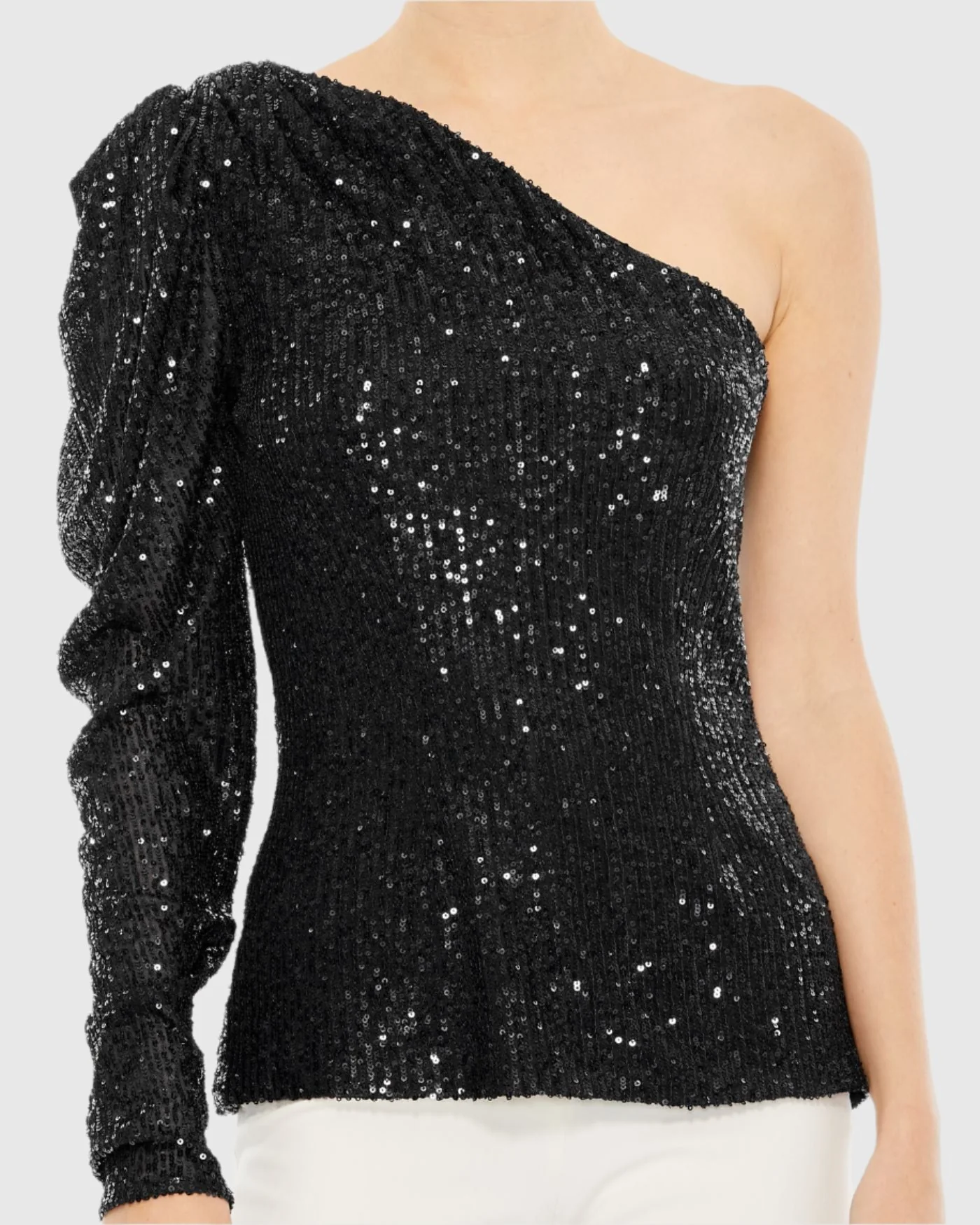One Shoulder Puff Sleeve Sequin Top - FINAL SALE