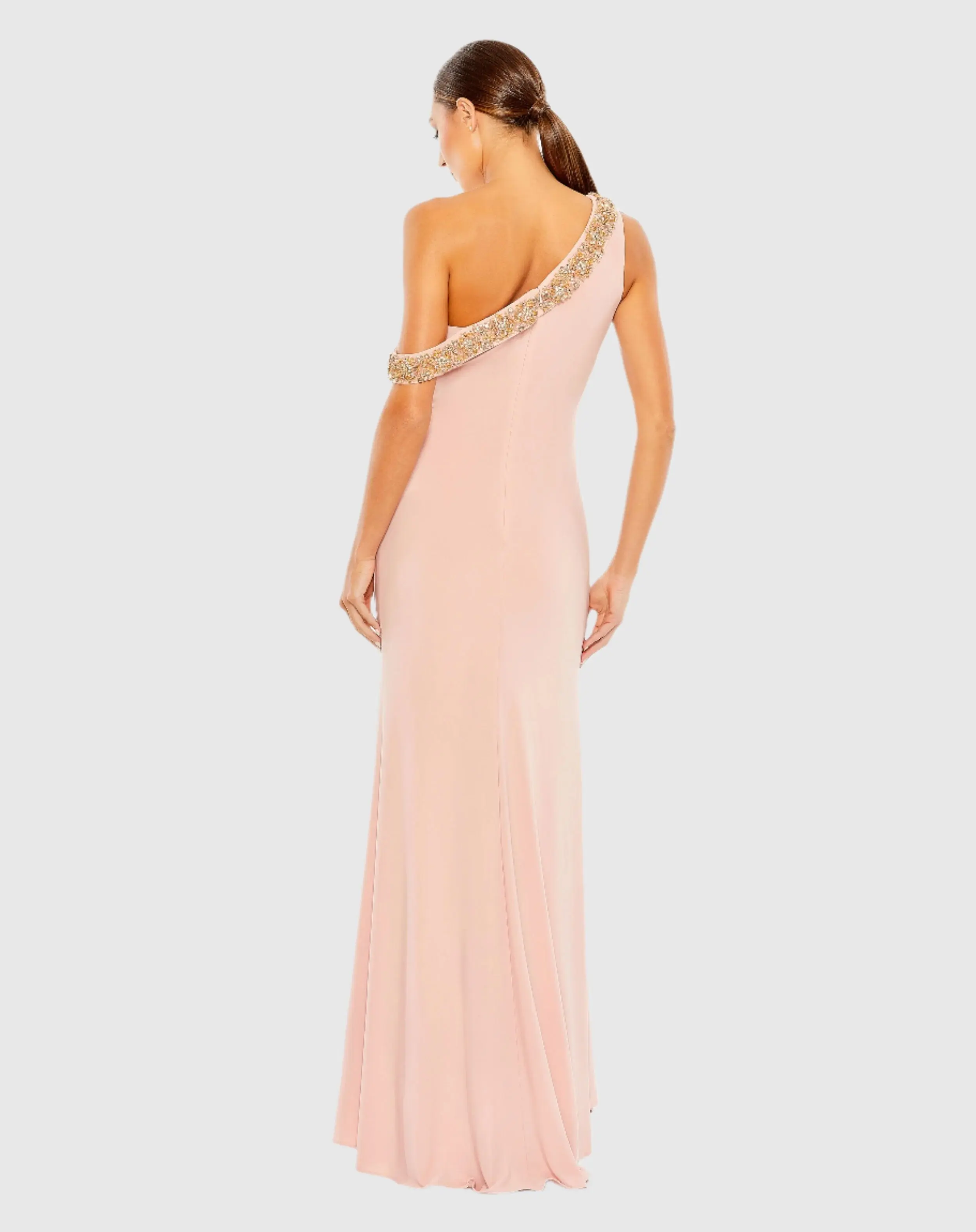 Beaded Drop Shoulder Jersey Gown