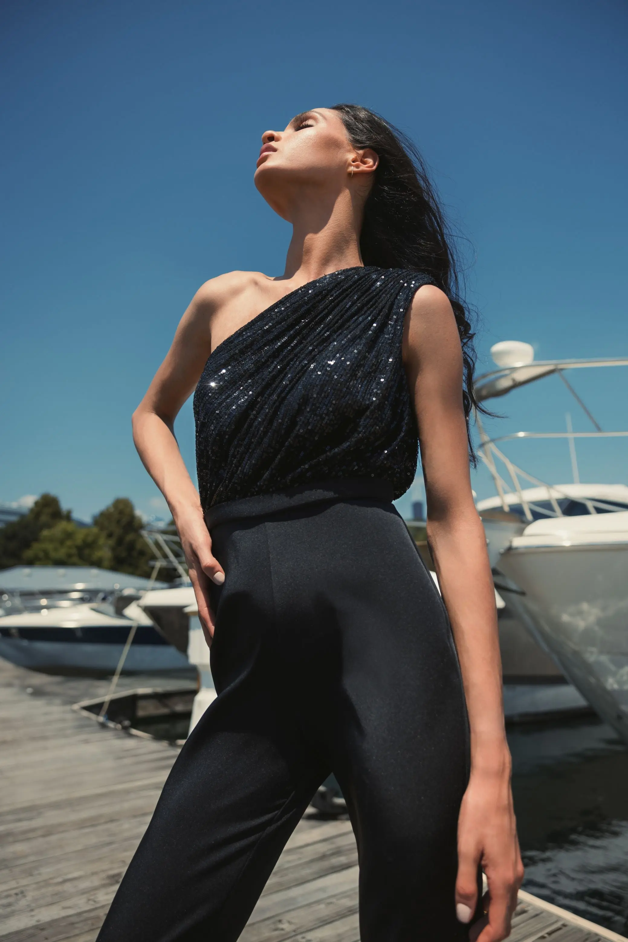Sequined One Shoulder Jumpsuit - FINAL SALE