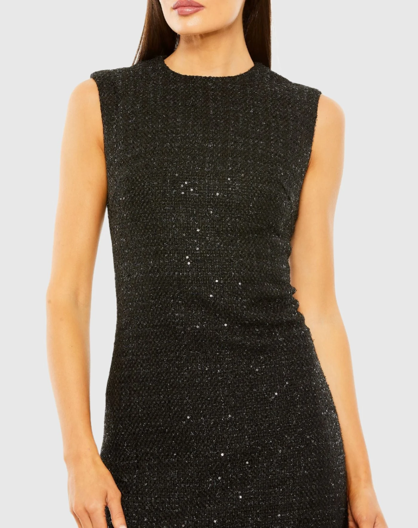 Black A-Line Shift Dress with Feather Trim