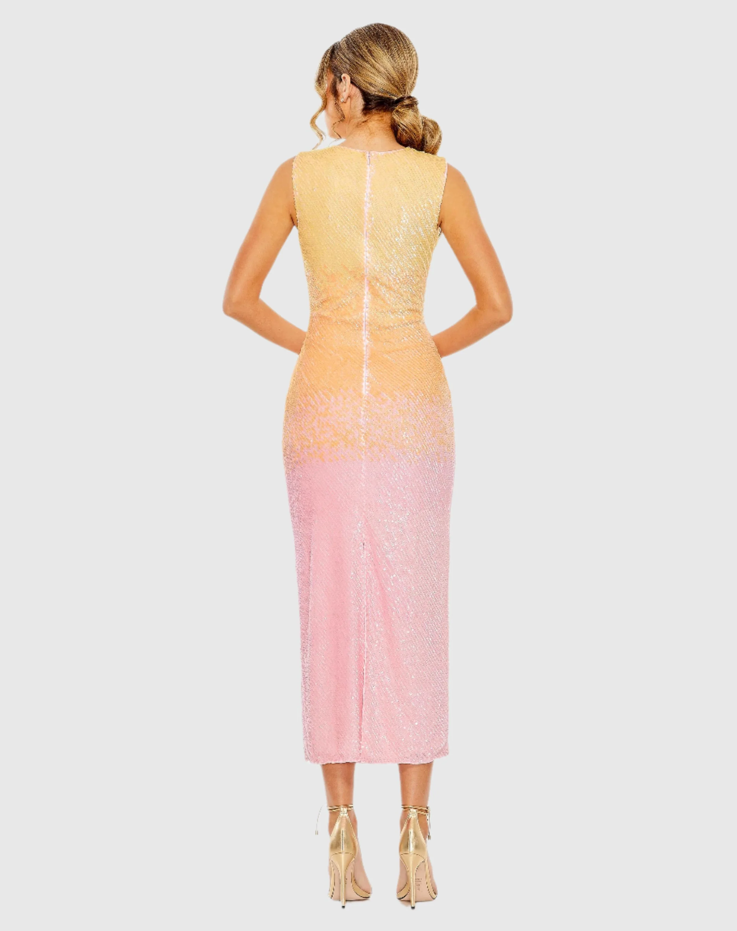 High Neck Ombre Sequin Cocktail Dress