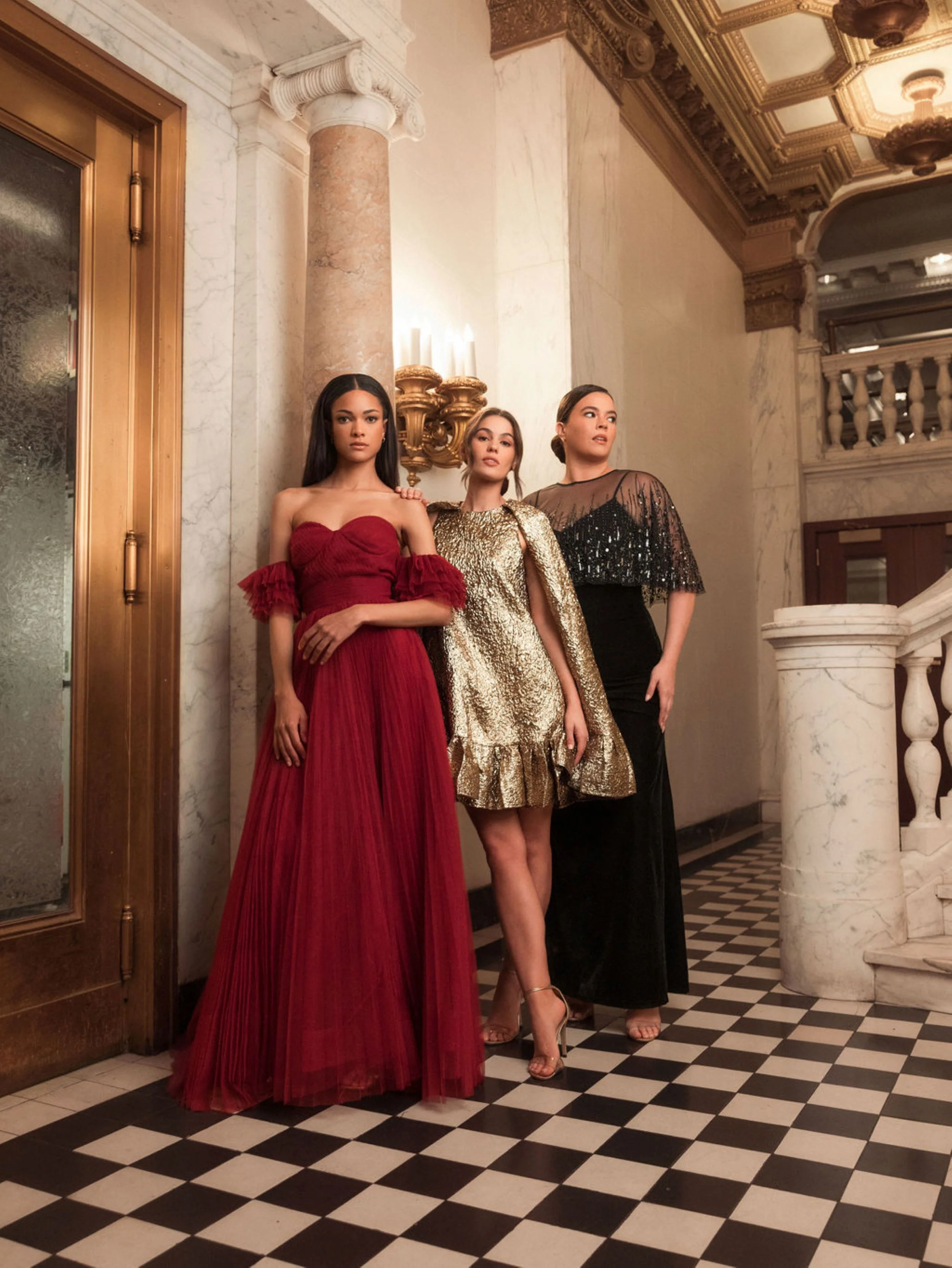 Sleeveless Velvet Gown With Embellished Cape