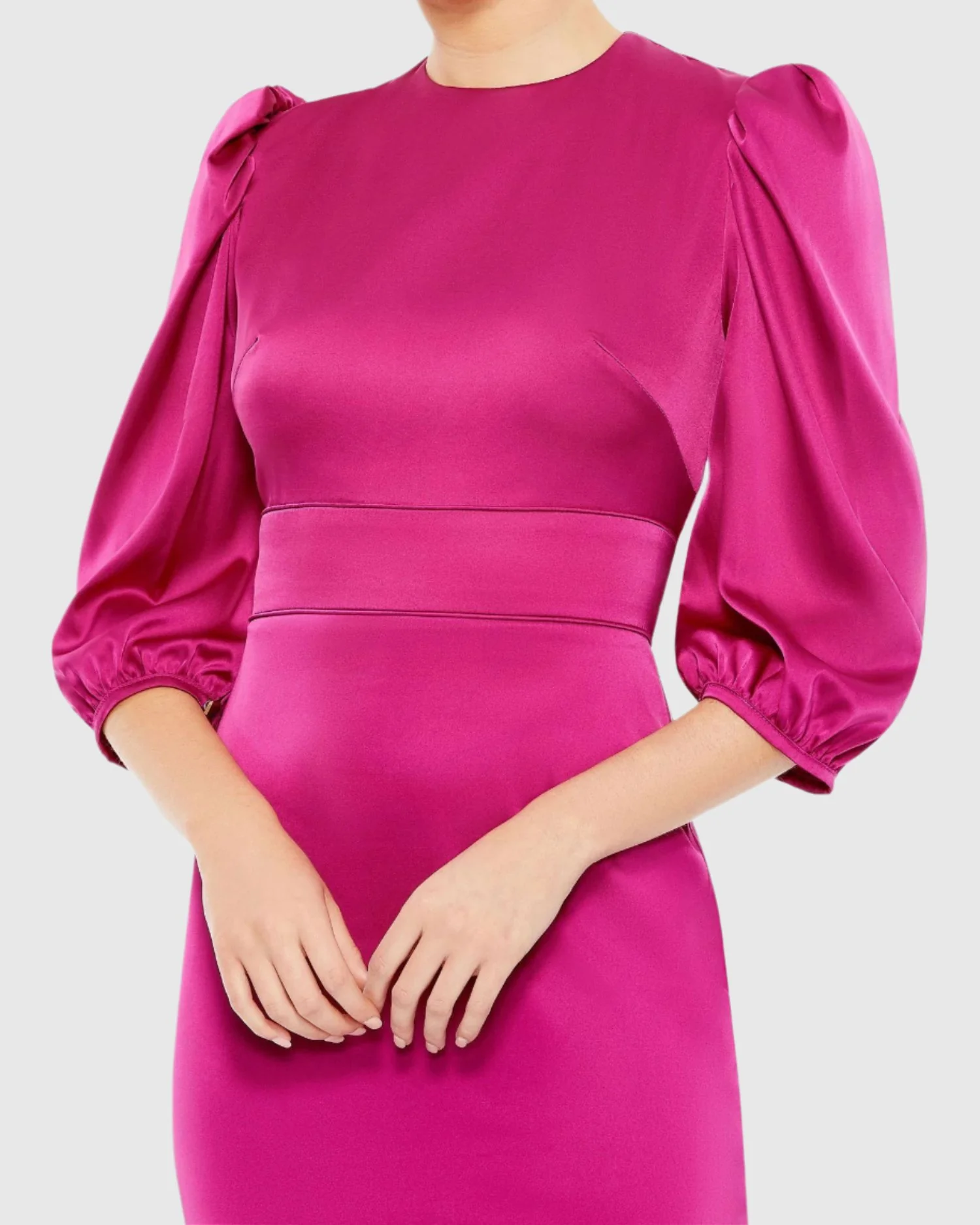 Pink High Neck Midi Dress