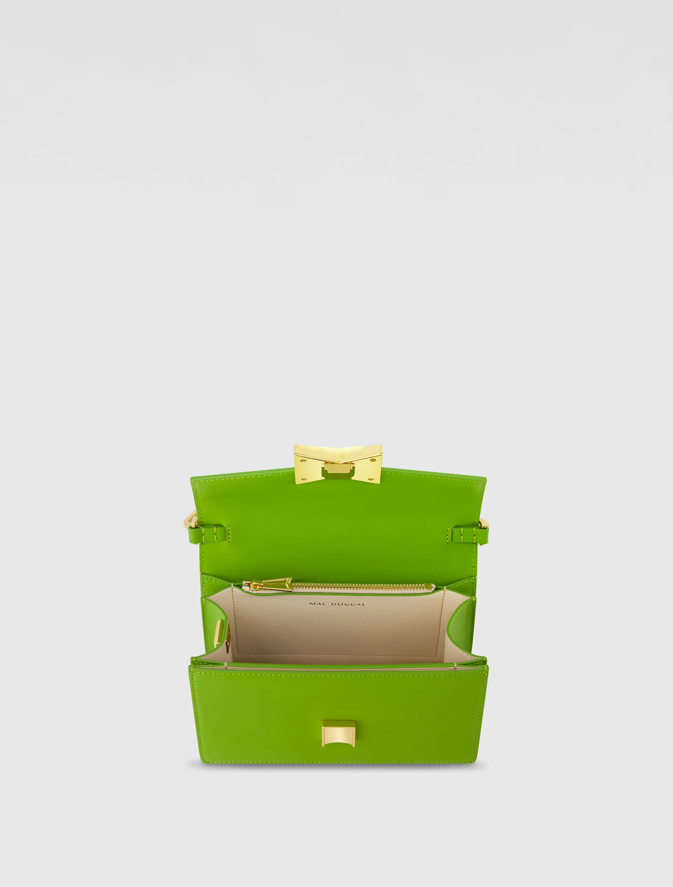 Mini Green Leather Shoulder Bag With Gold Hardware