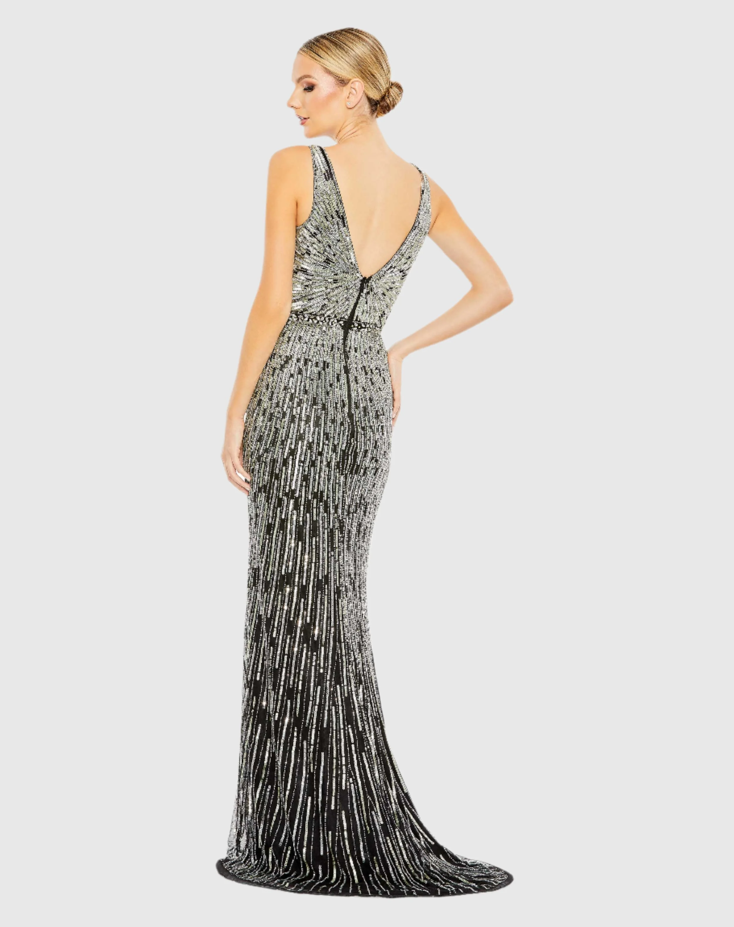 Sequin Embellished Sleeveless Evening Gown