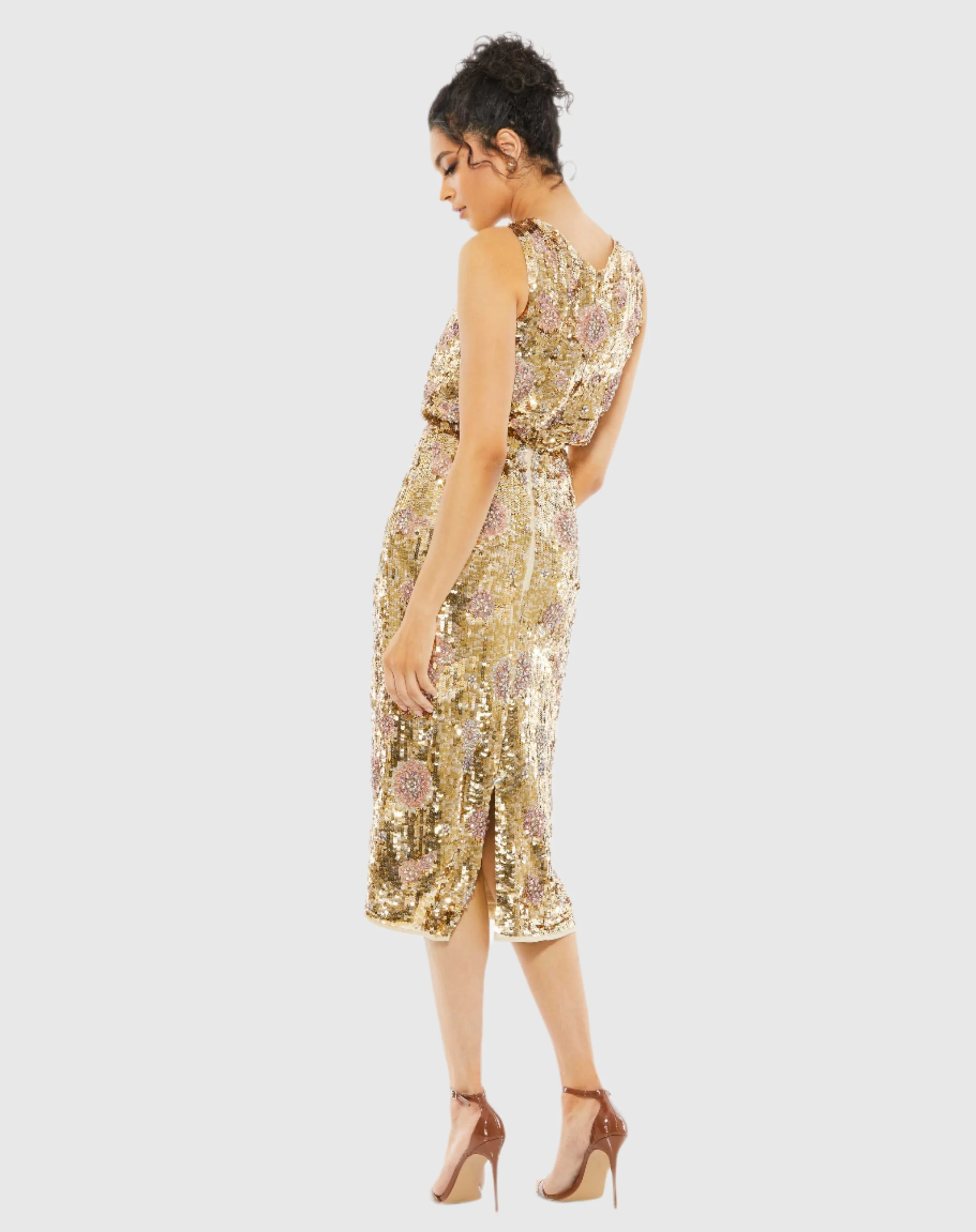 Hand Beaded High Neck Midi Dress - FINAL SALE