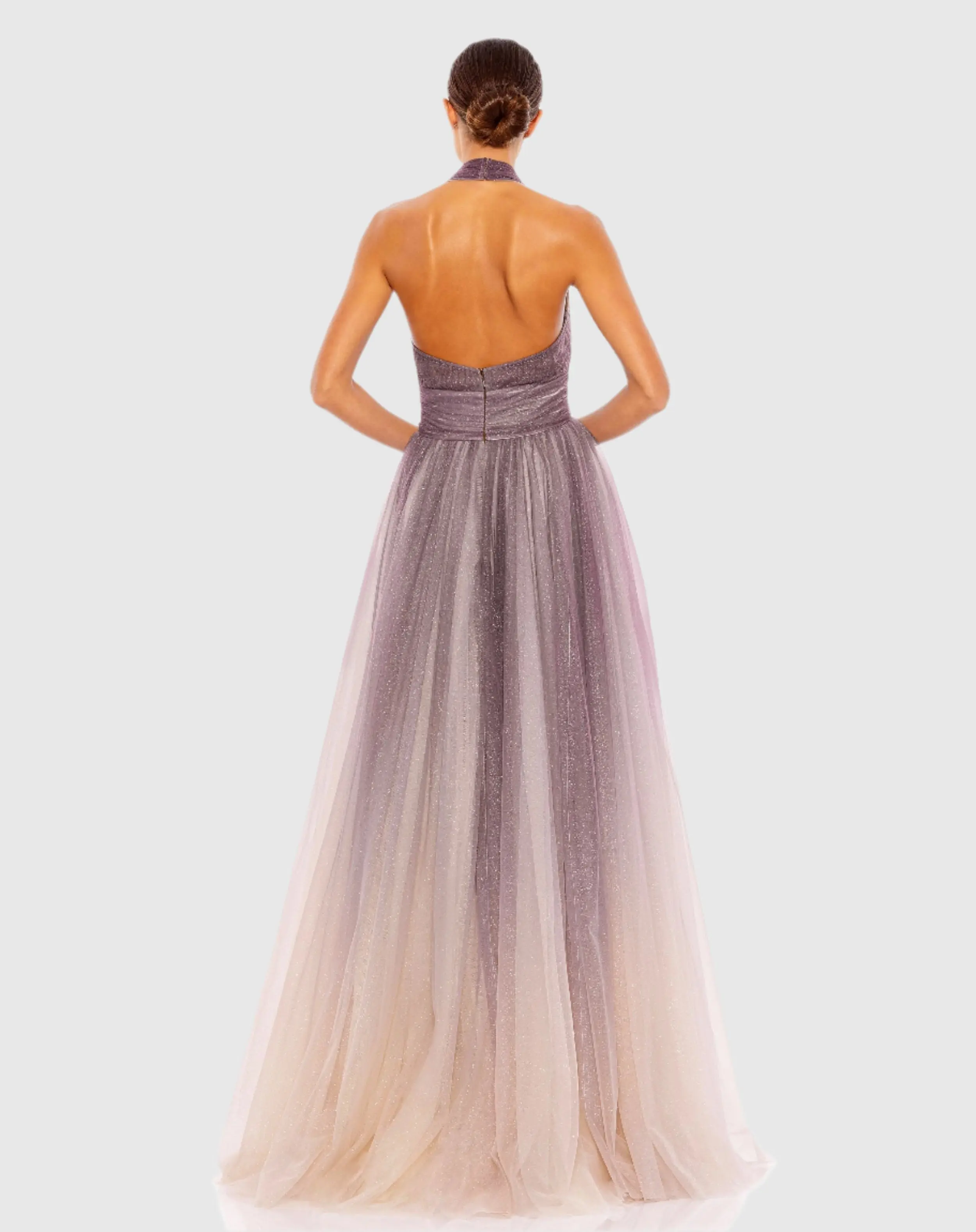 Glitter Ombre Halter Neck Ballgown