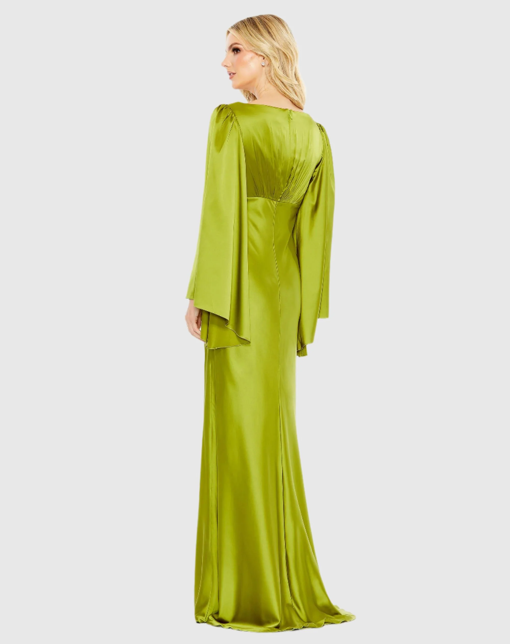 Charmeuse Bell Sleeve Empire Waist Gown