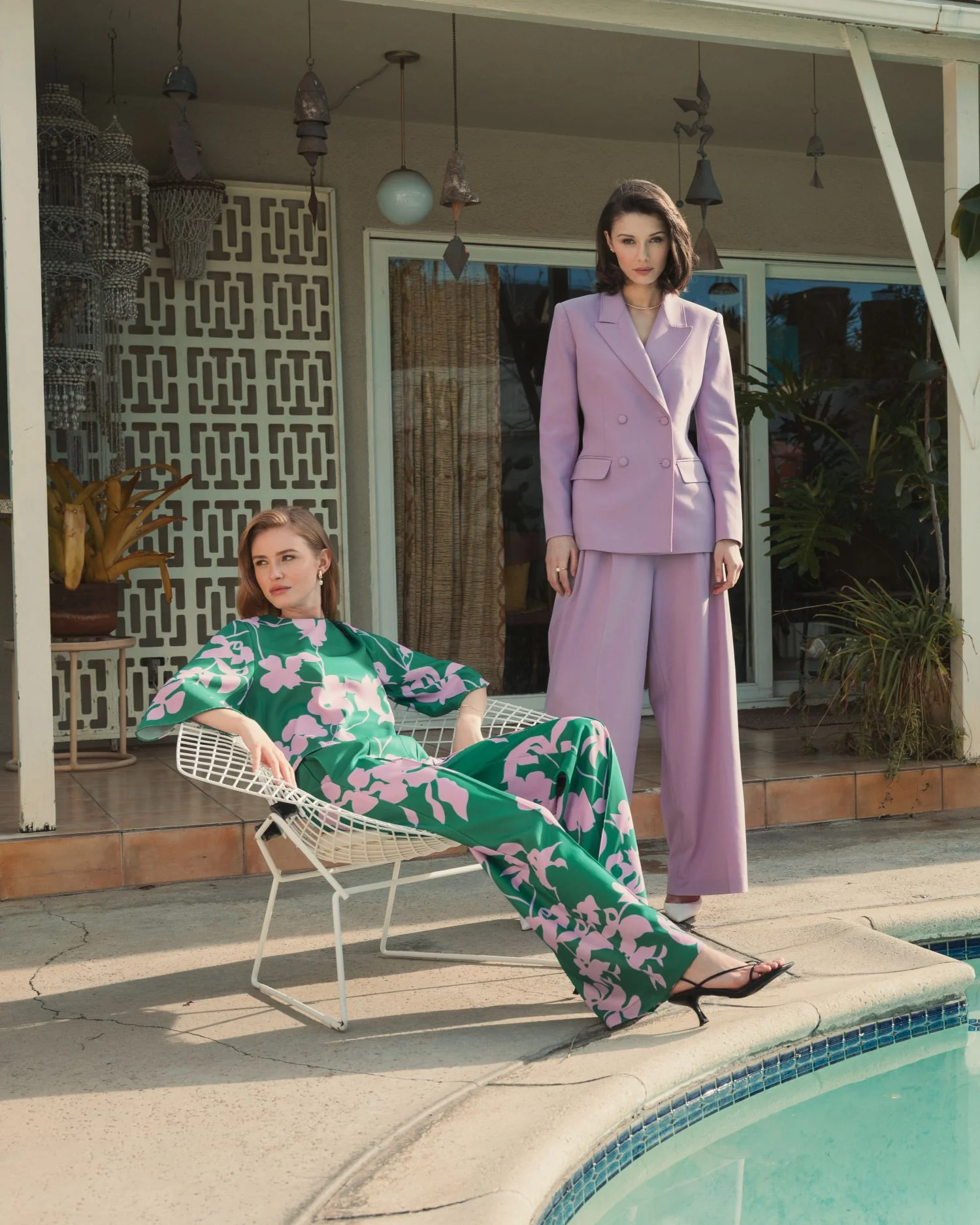 Printed Crepe 3/4 Bell Sleeve High Neck Top - FINAL SALE