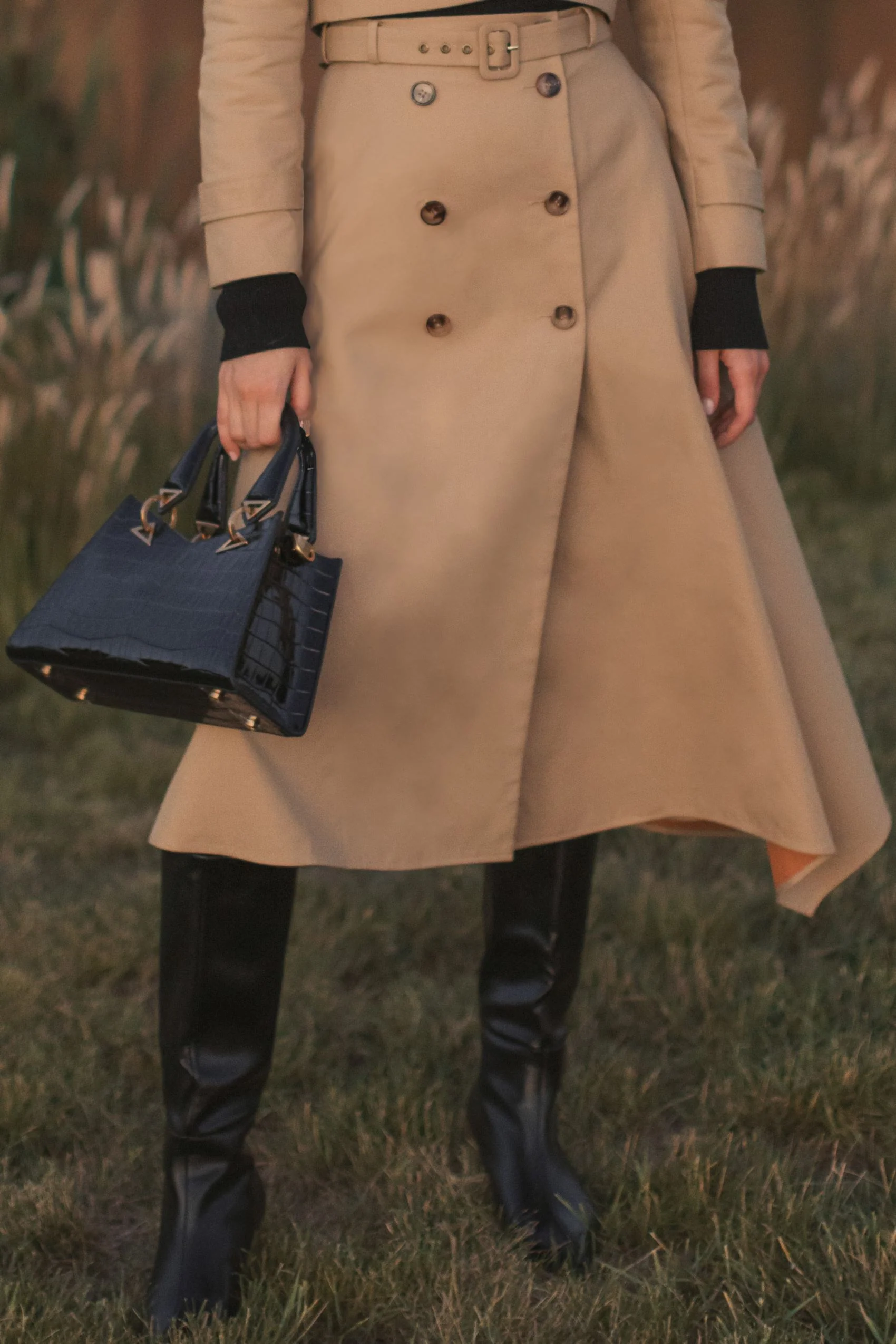 Twill Midi Skirt With Buttons