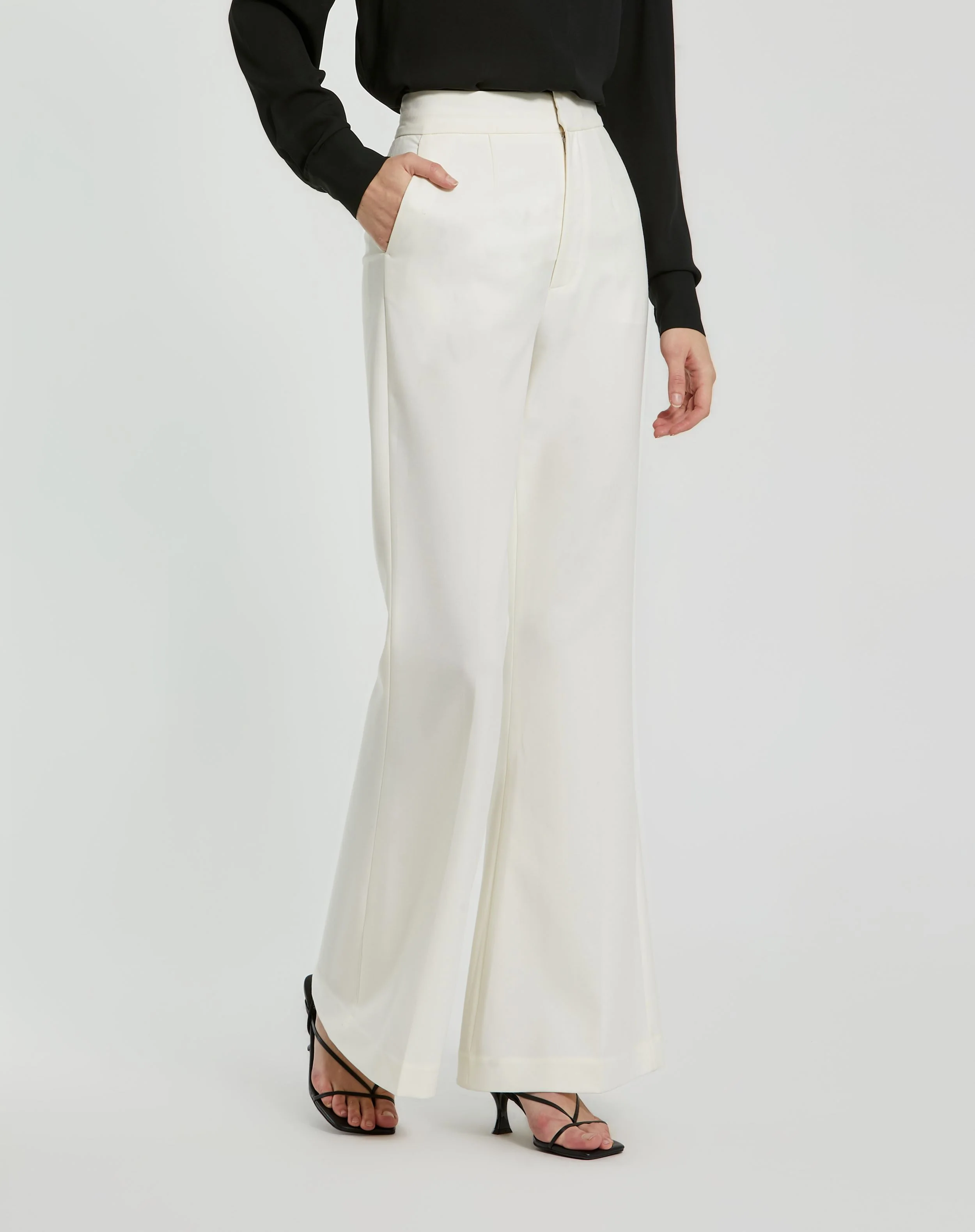Ivory Classic Crepe Flared Trouser Pant - FINAL SALE
