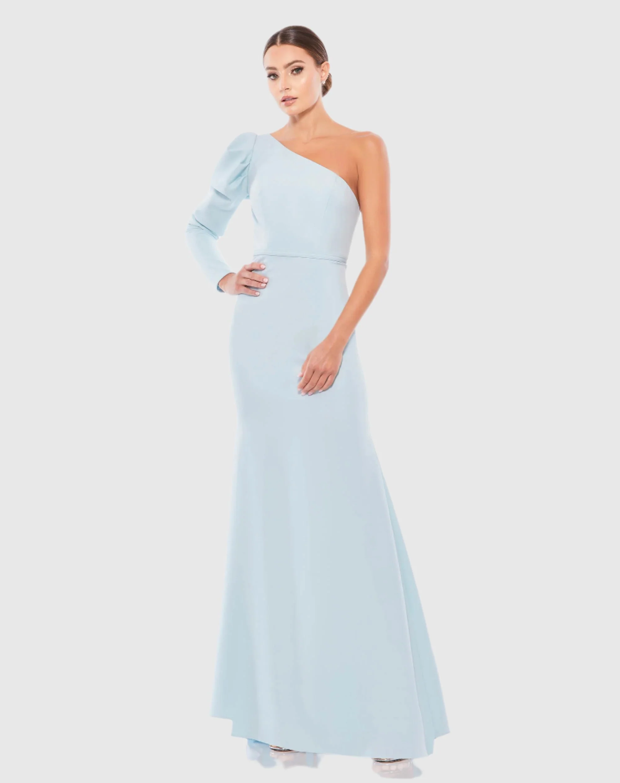 One Shoulder Puff Sleeve Gown