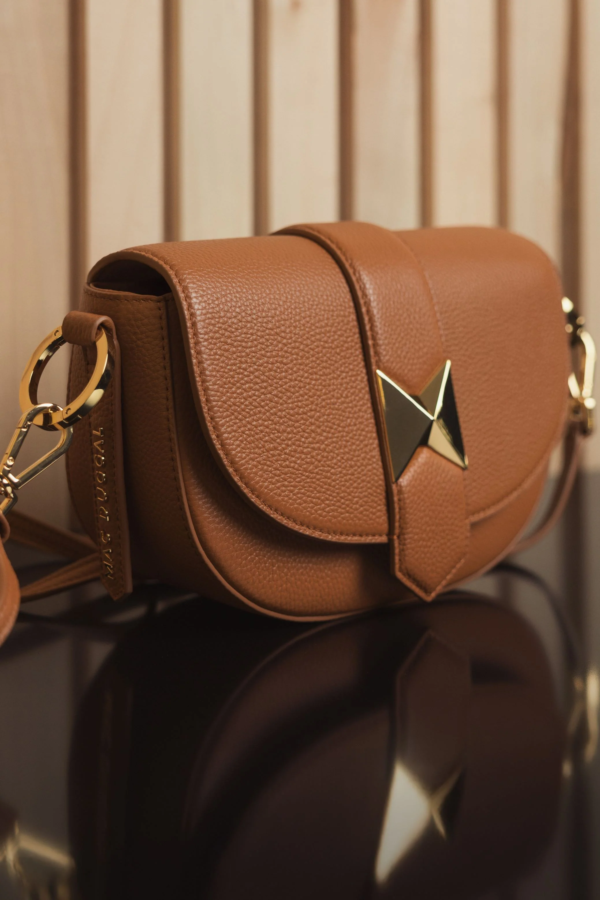 Grain Leather Saddle Bag With Gold Hardware - FINAL SALE