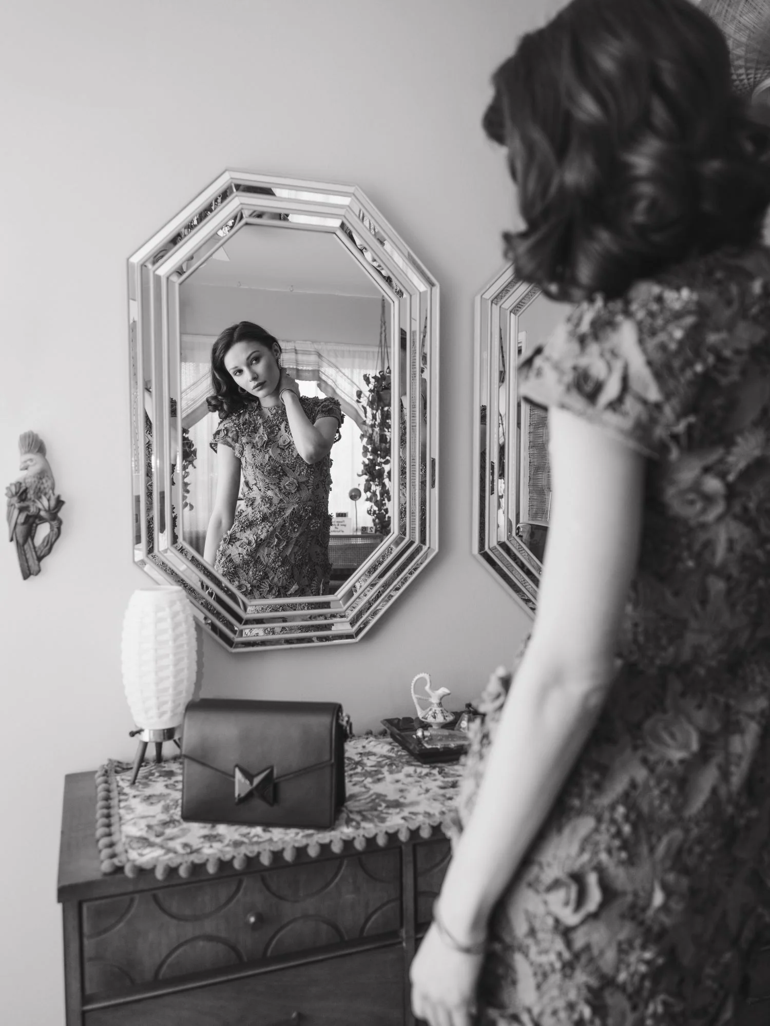 Green Floral Lace Fitted Short Sleeve Midi Dress