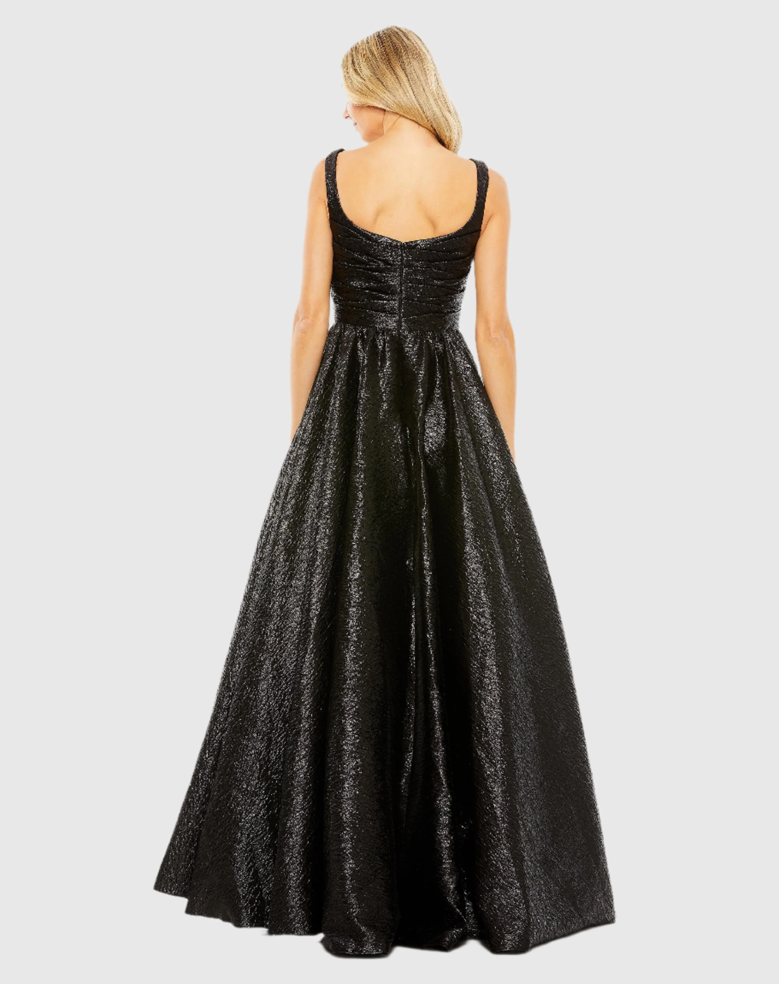 Black Metallic Pleated Bodice Ballgown