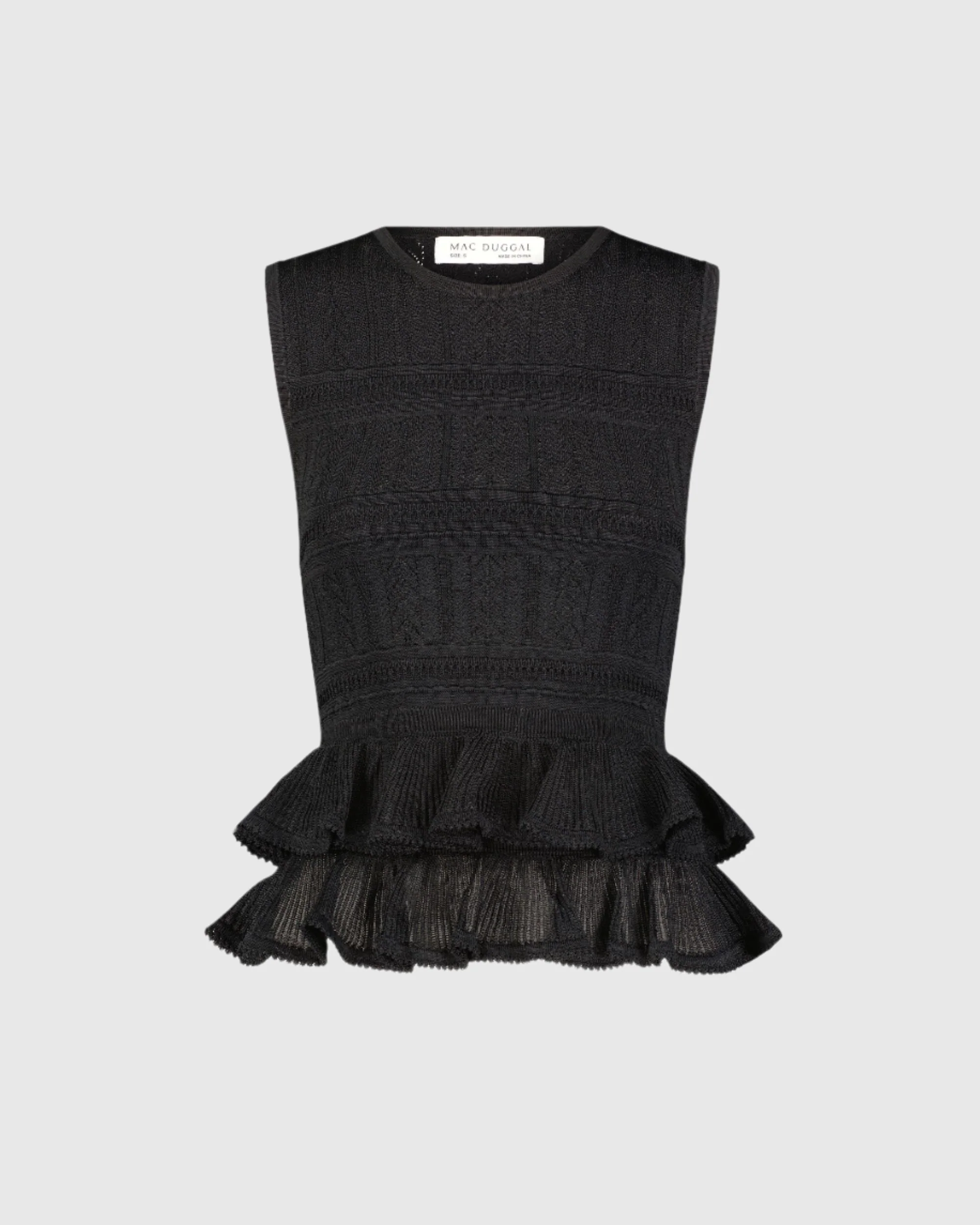 Sleeveless High Neck Knit Top With Ruffle Hem - FINAL SALE