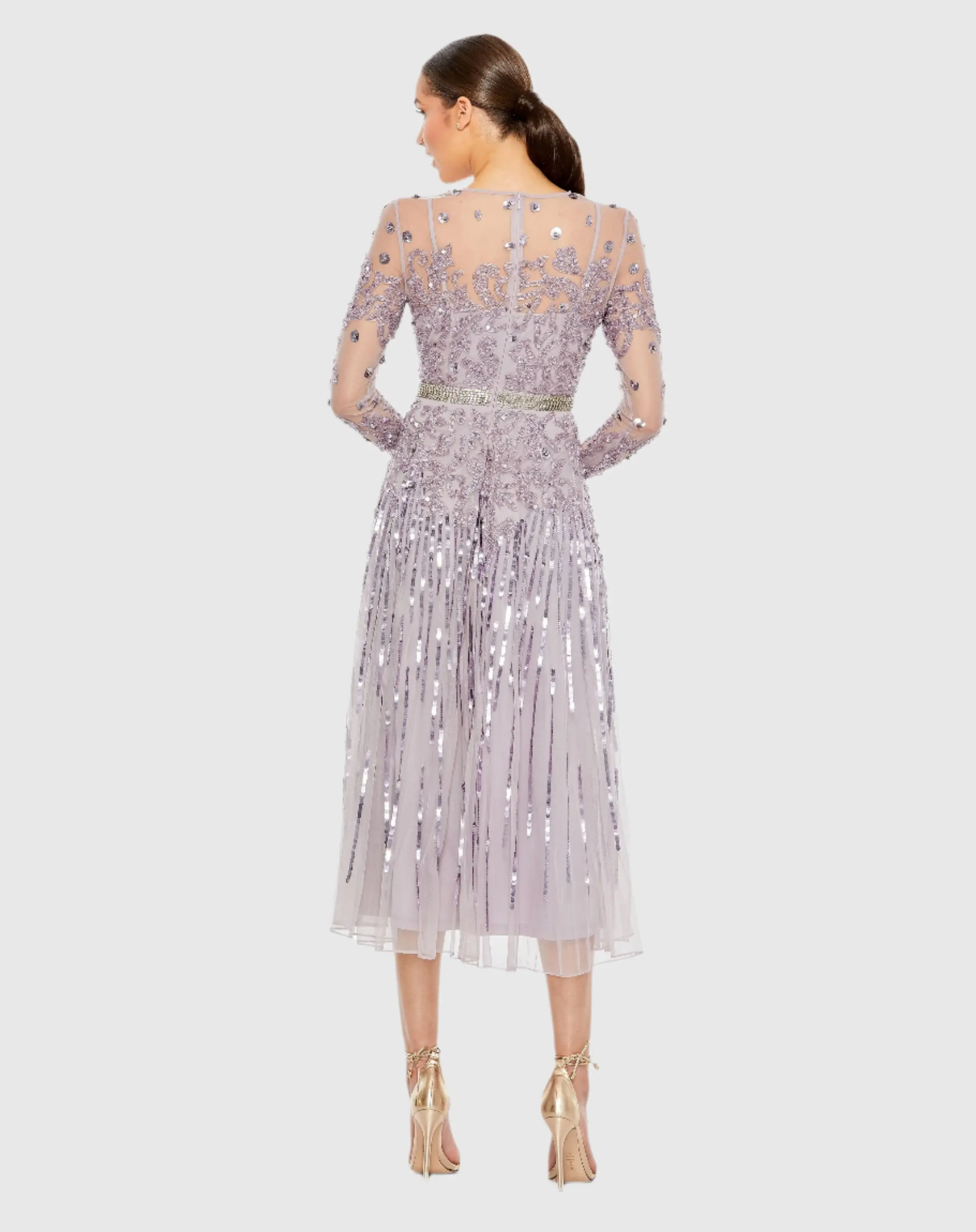 Long Sleeve Tea Length Dress