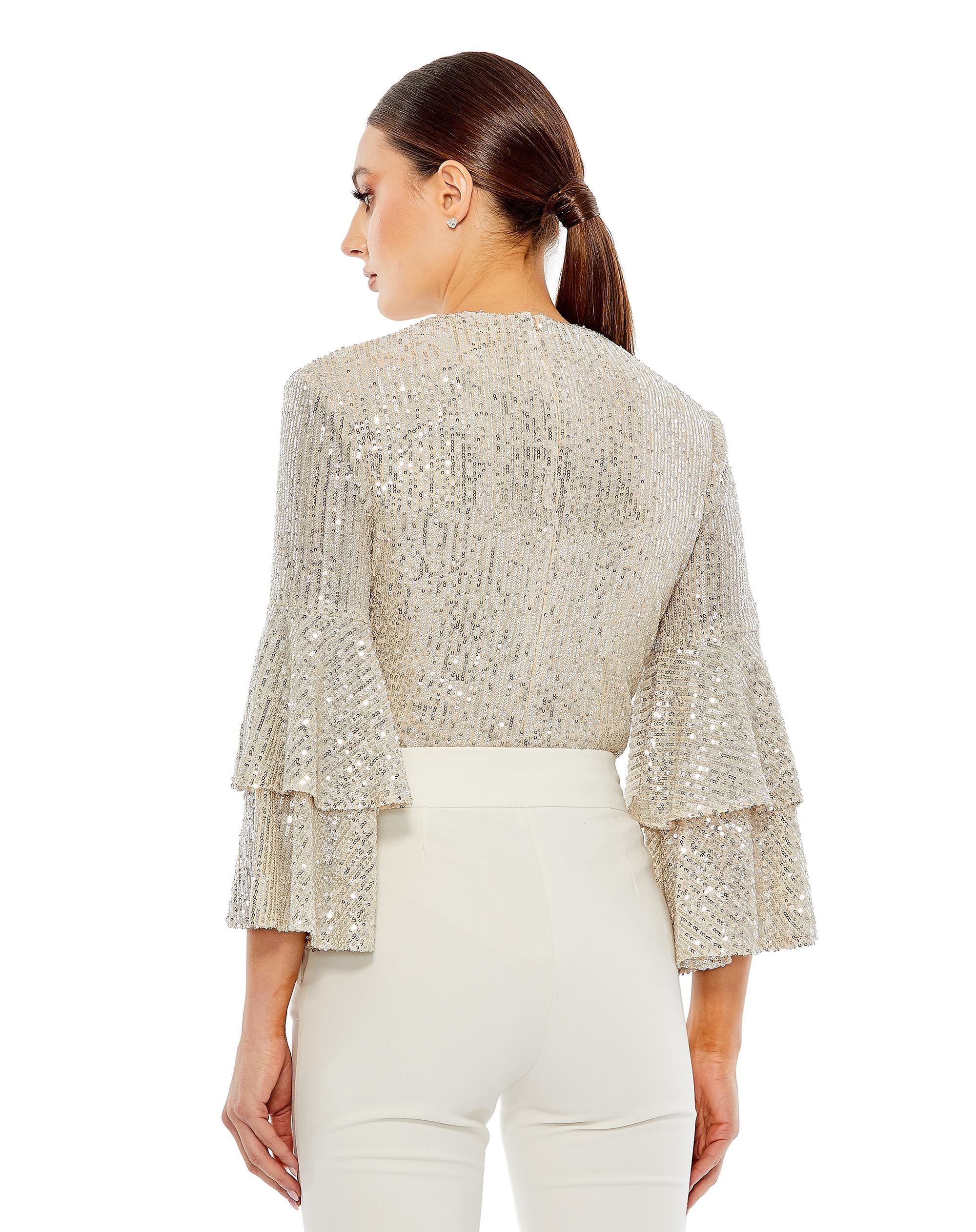 Ruffle 3/4 Sleeve Sequin Bodysuit - FINAL SALE