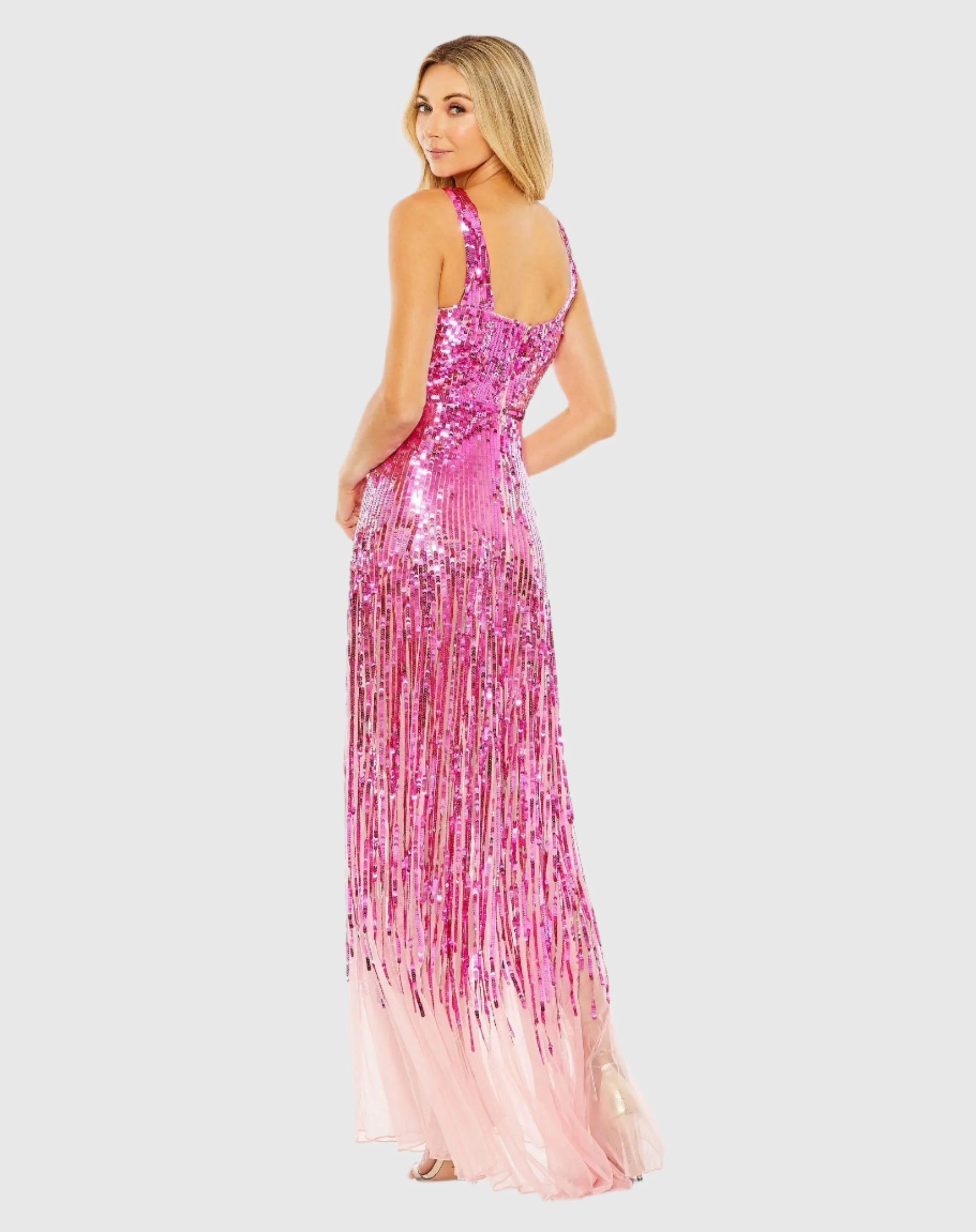 Sequined Cross Front Mesh Detailed Gown