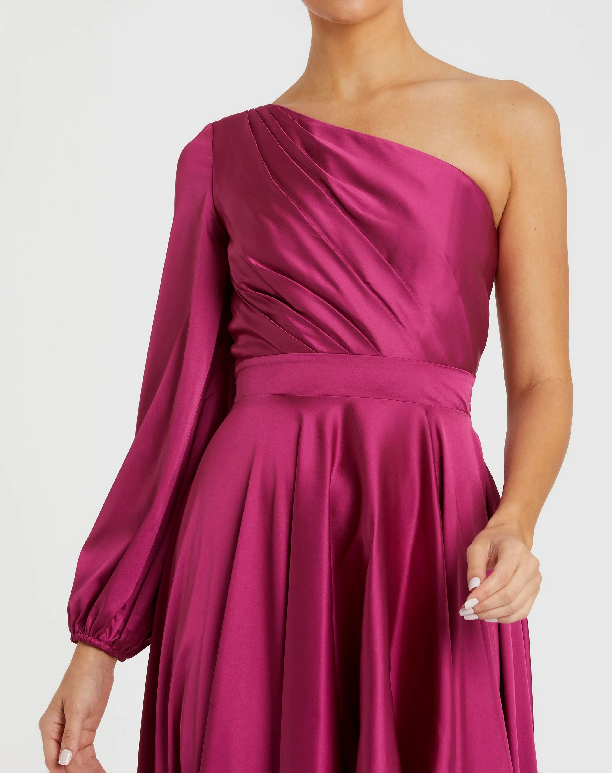 Purple High Low One Shoulder Flowy Gown