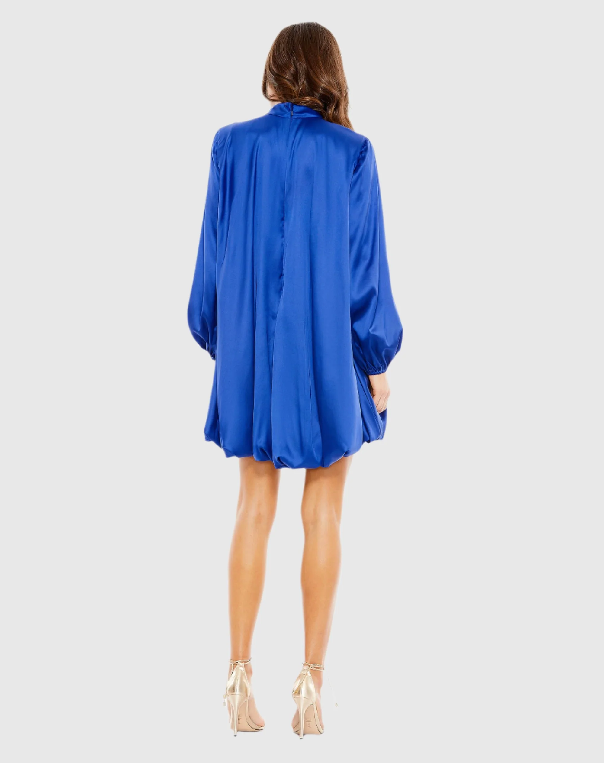 High Neck Long Sleeve Bubble Hem Dress