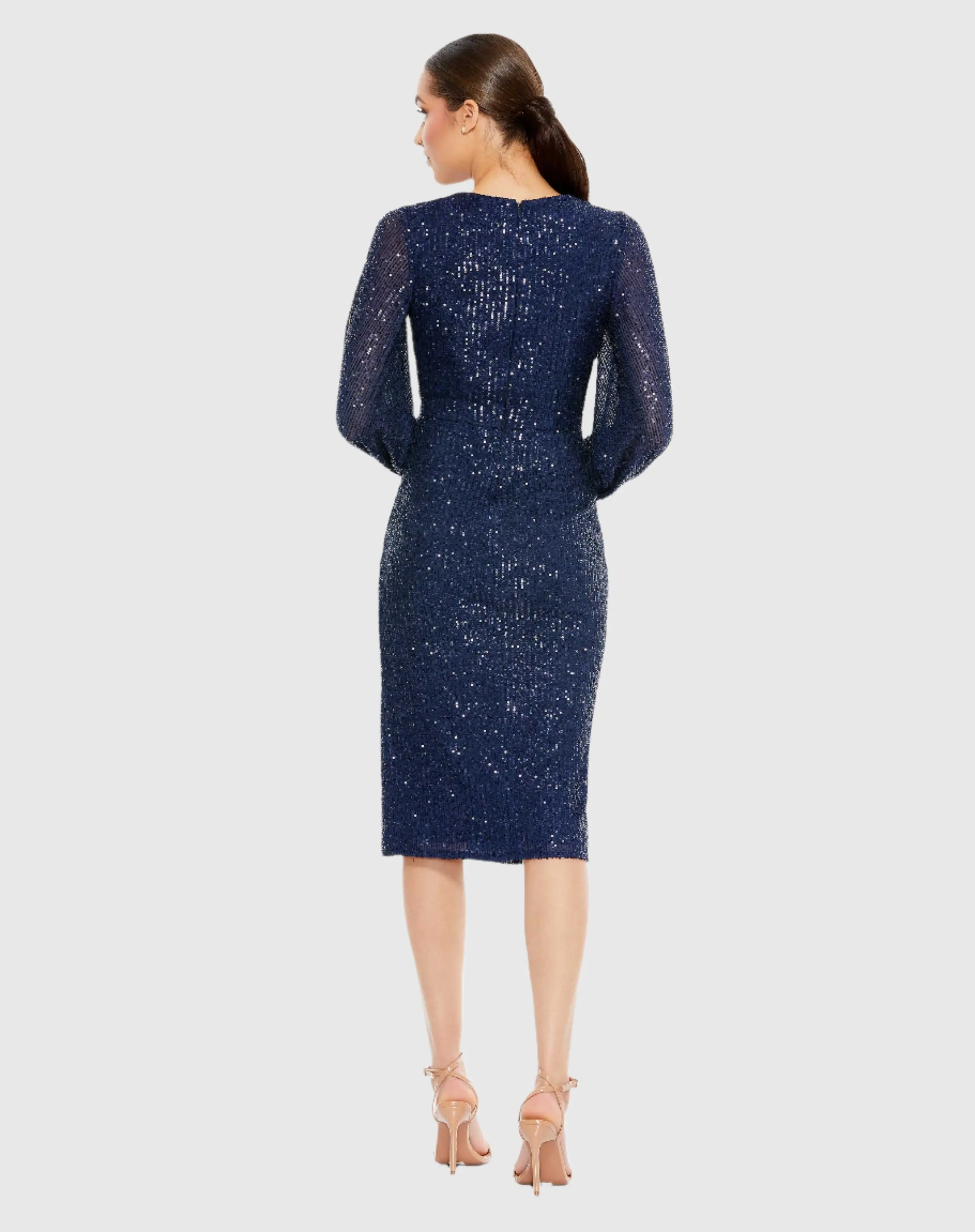 Sequined Puff Sleeve High Neck Dress - FINAL SALE