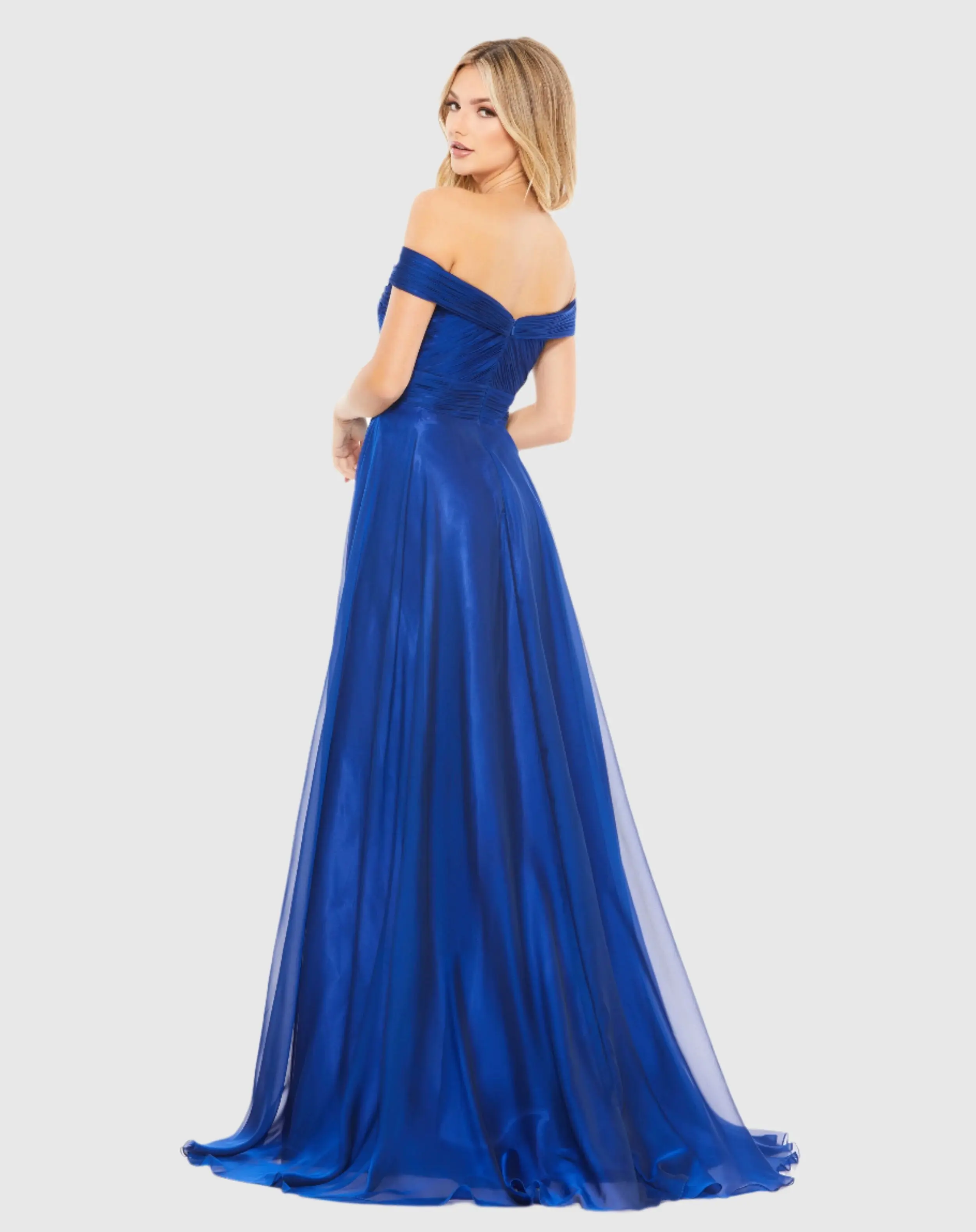 Off The Shoulder Ruched A Line Gown