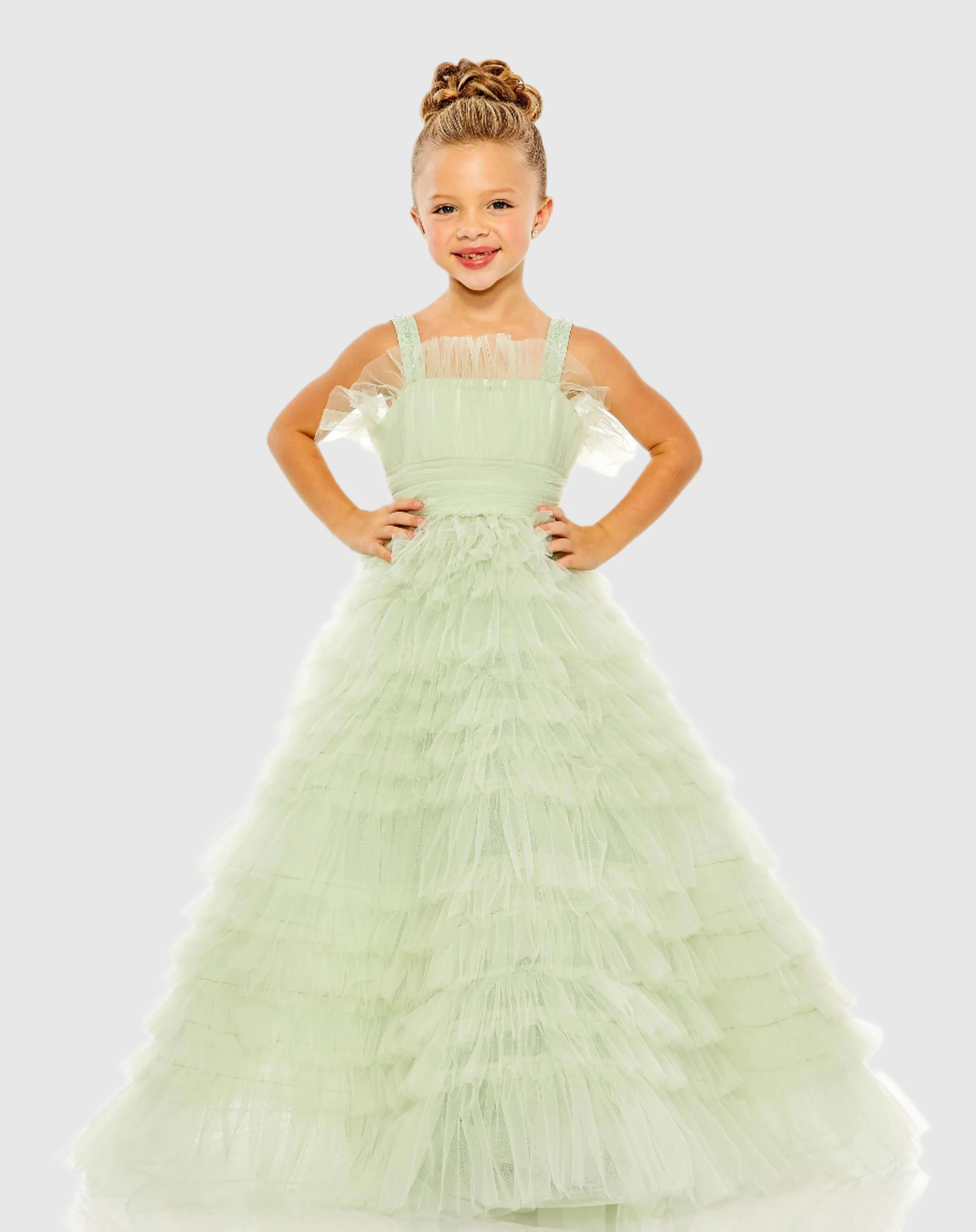 Girls Tulle Ruffle Ballgown