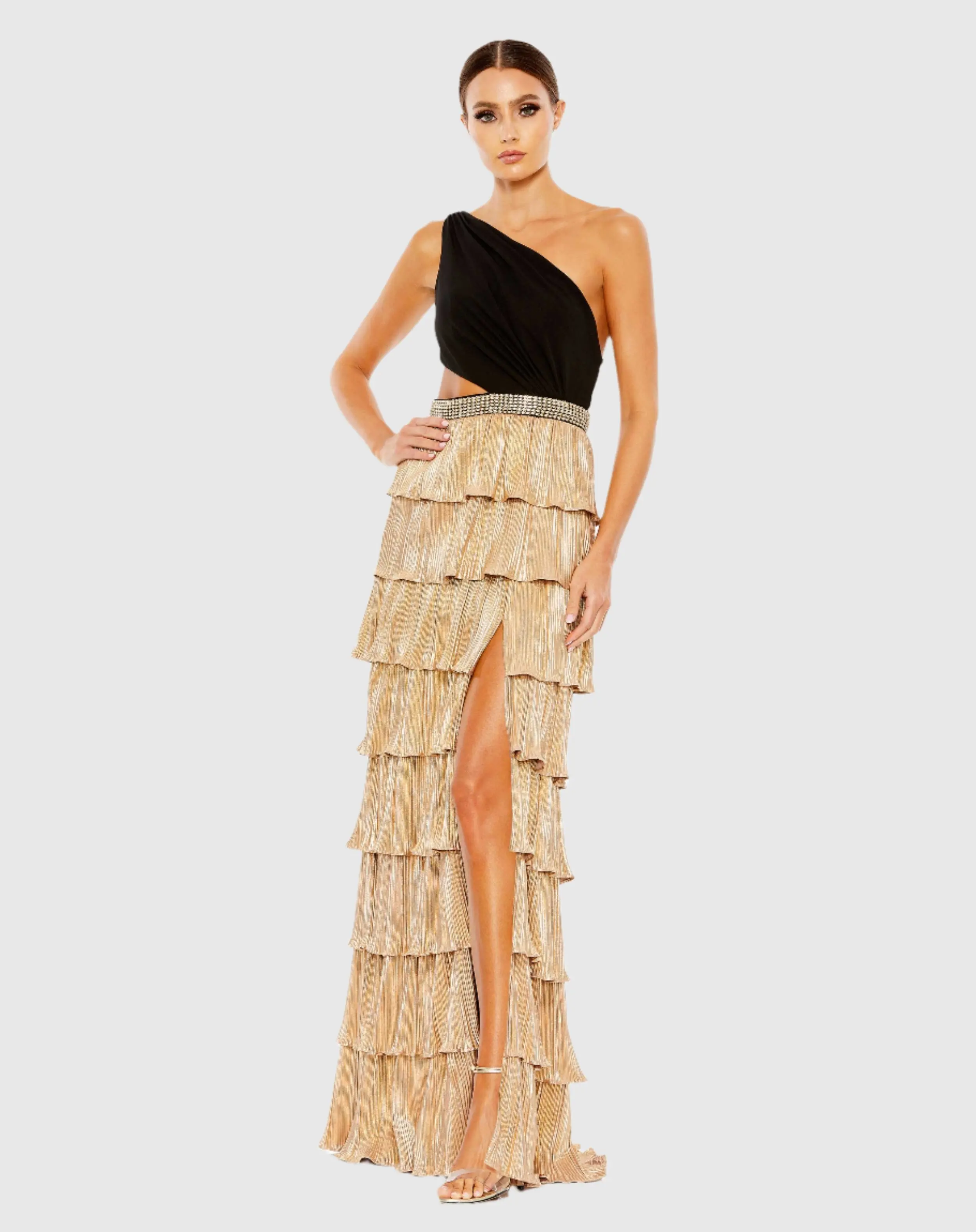 Tiered One Shoulder Gown
